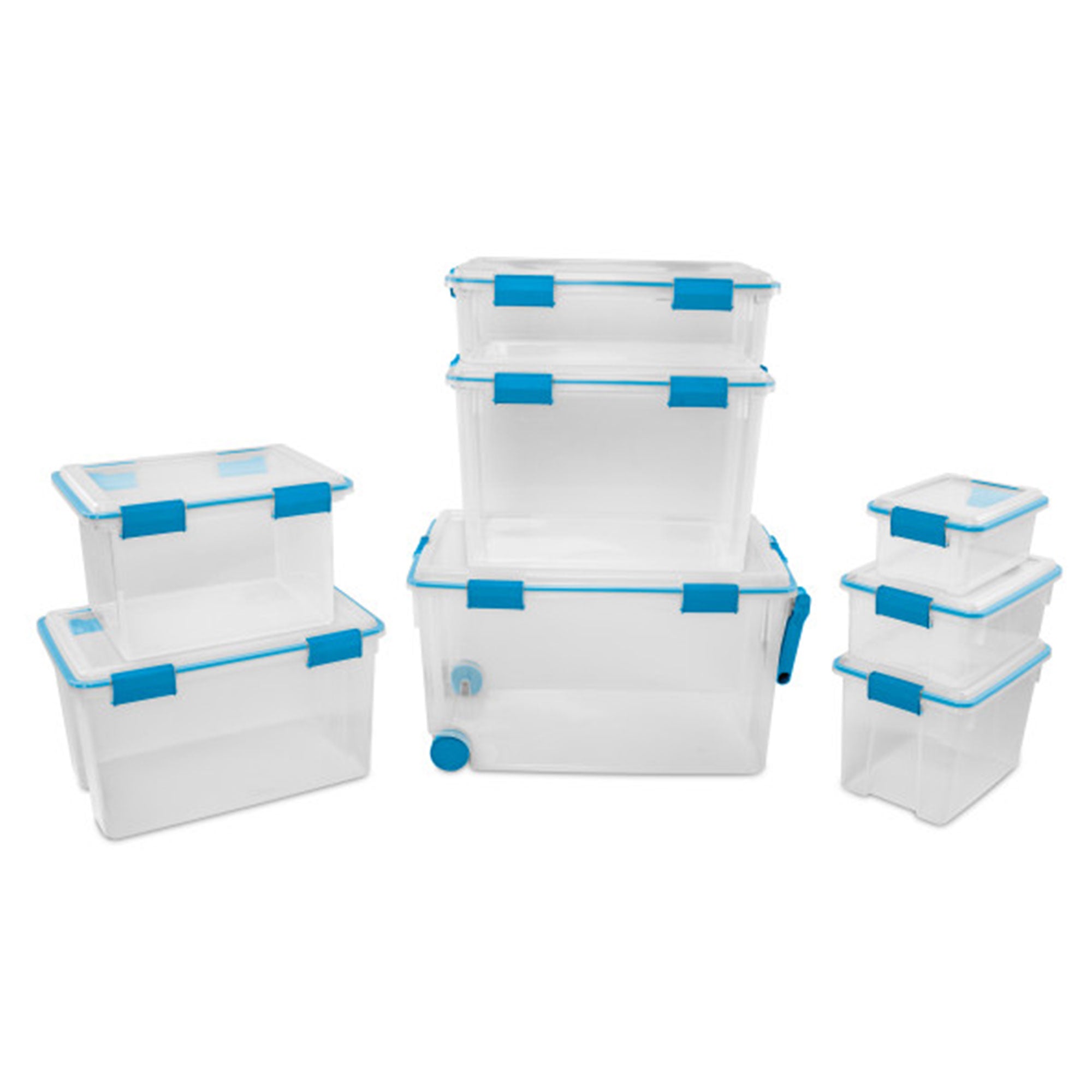 Sterilite 54-Quart Clear Plastic Stackable Storage Bin w/ Clear Gasket Latch Lid