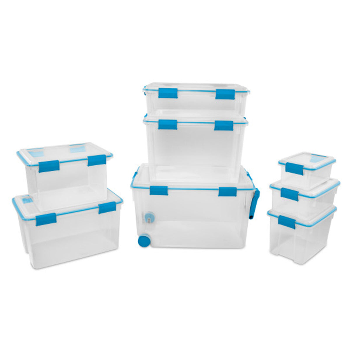 4-Pk Sterilite 54 Quart Clear Gasket Box with Blue Latches (Open Box)