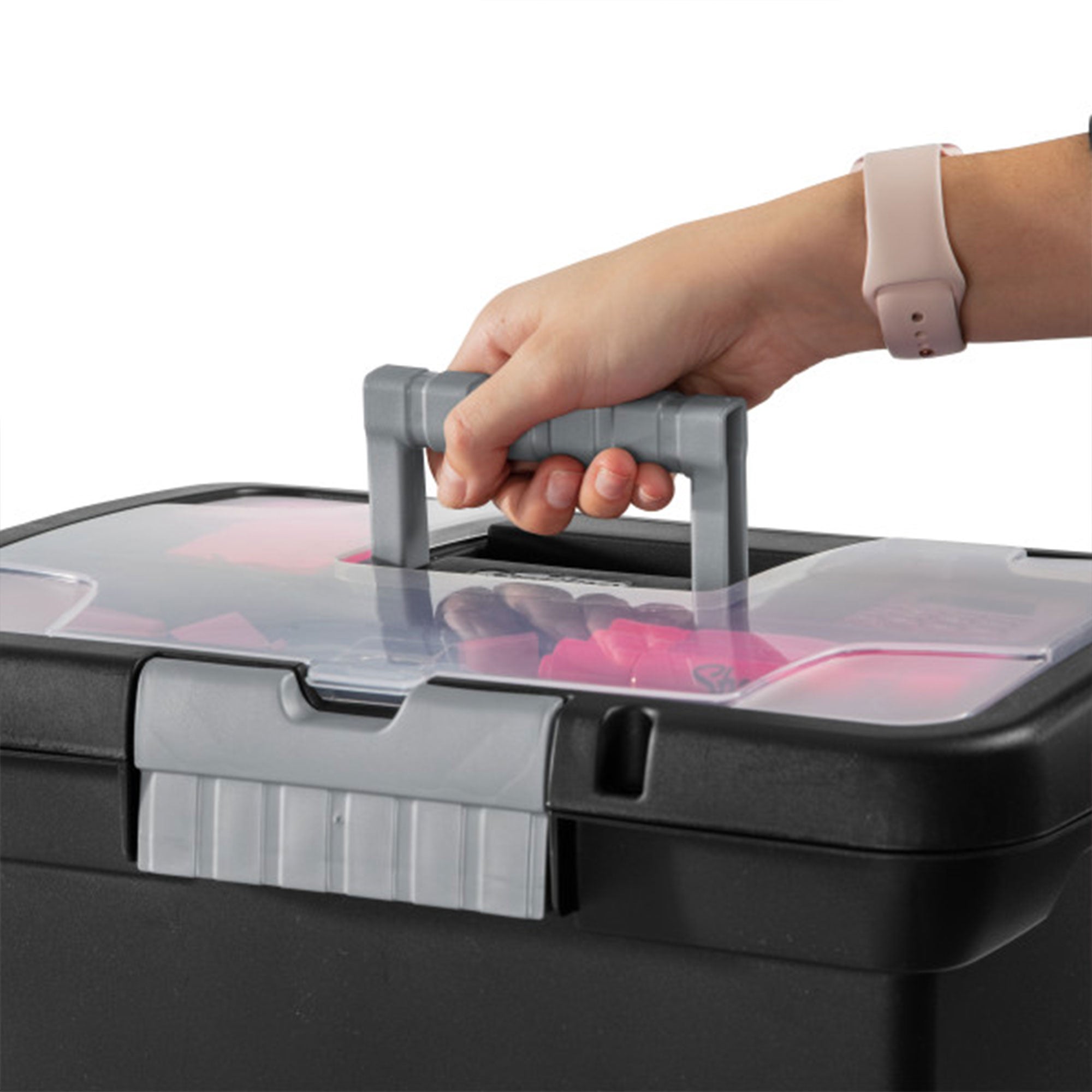 Sterilite Portable Lockable File Box w/ Extra Compartment & Handle (4 Pack) - VMInnovations
