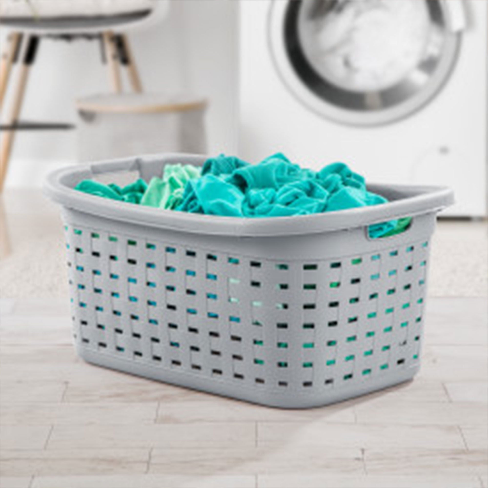 Sterilite Weave Laundry Basket with Wicker Pattern, Cement Gray (36 Pack)