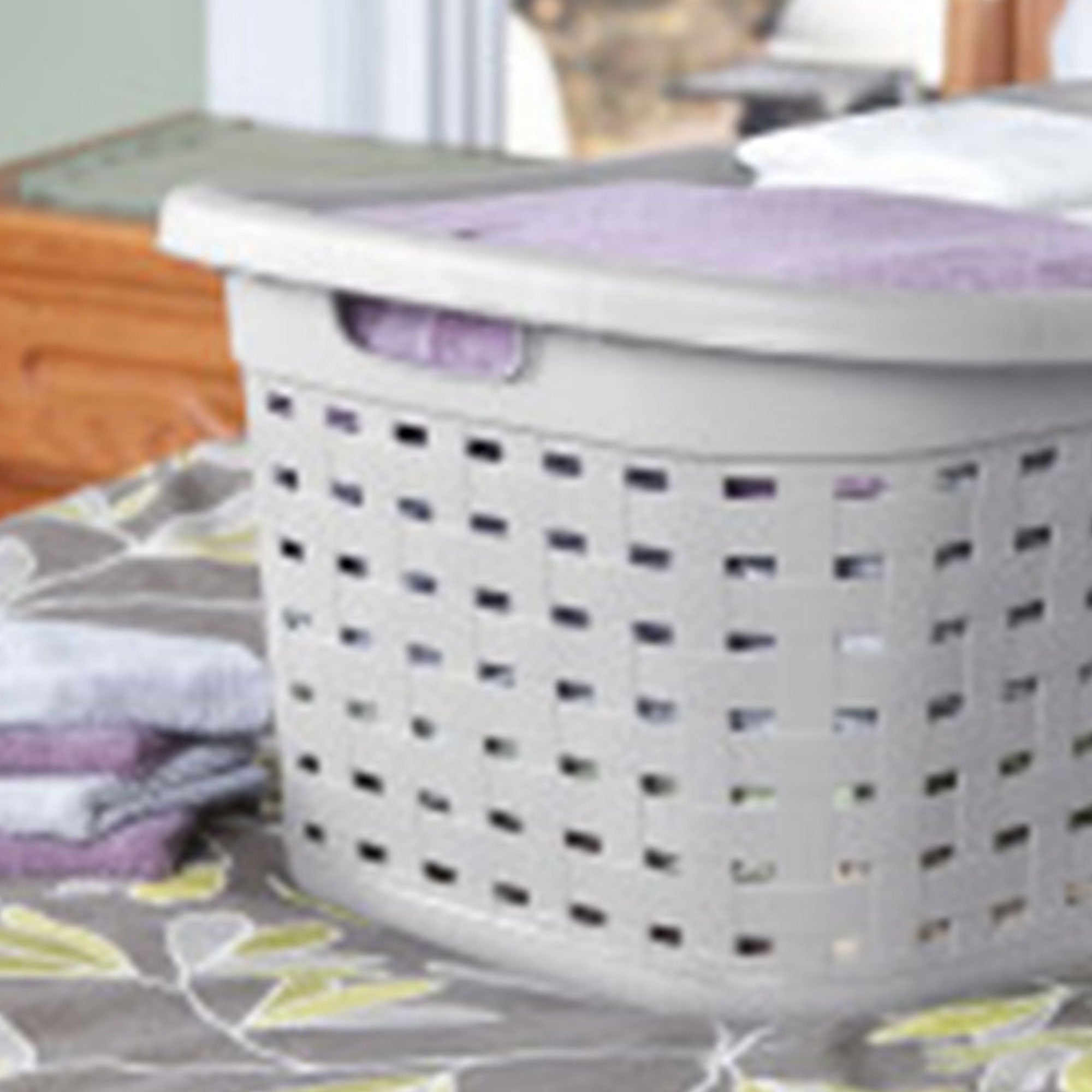 Sterilite Weave Laundry Basket with Wicker Pattern, Cement Gray | 12756A06