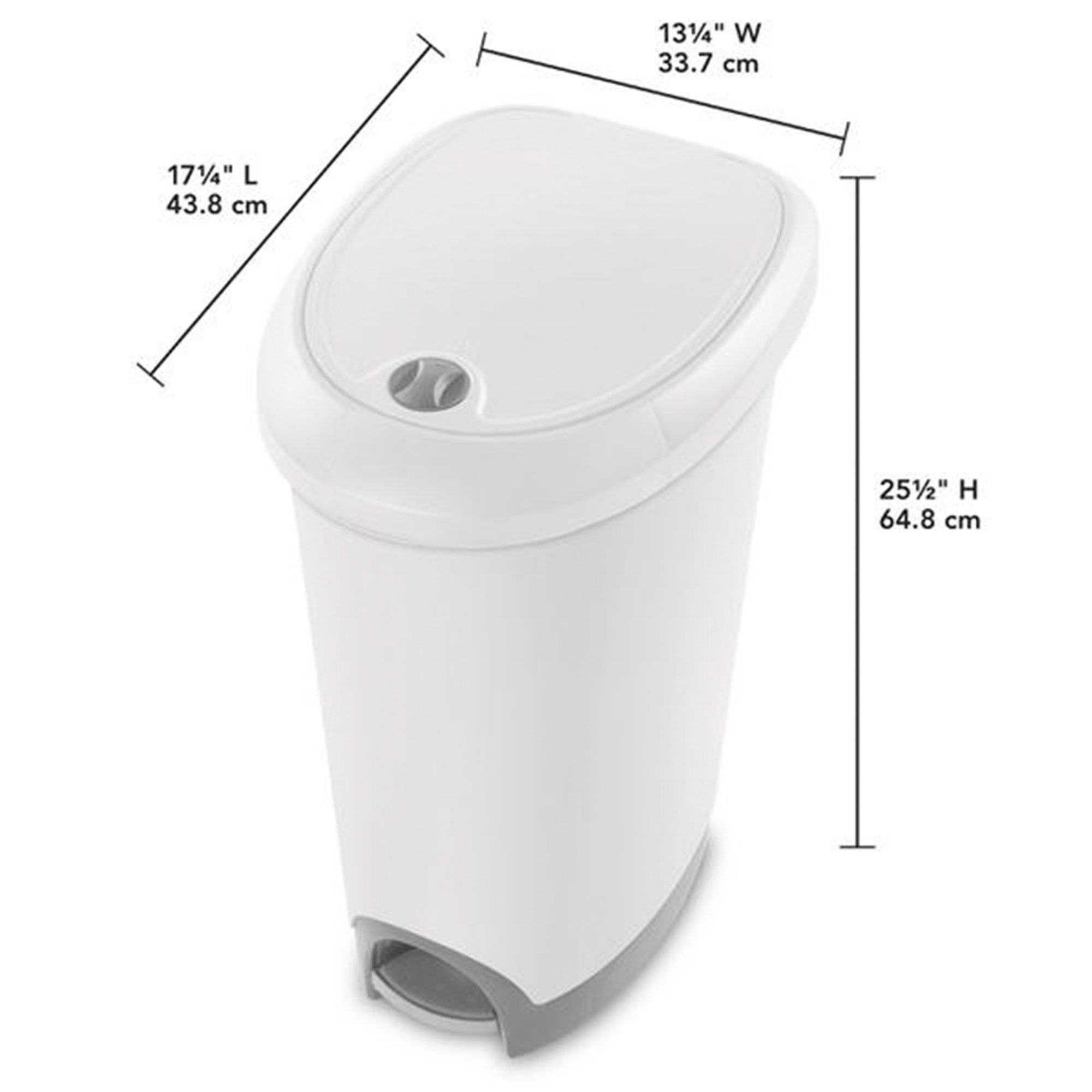 Sterilite 12.6 Gallon Locking StepOn Wastebasket, White (2 Pack) 10738002
