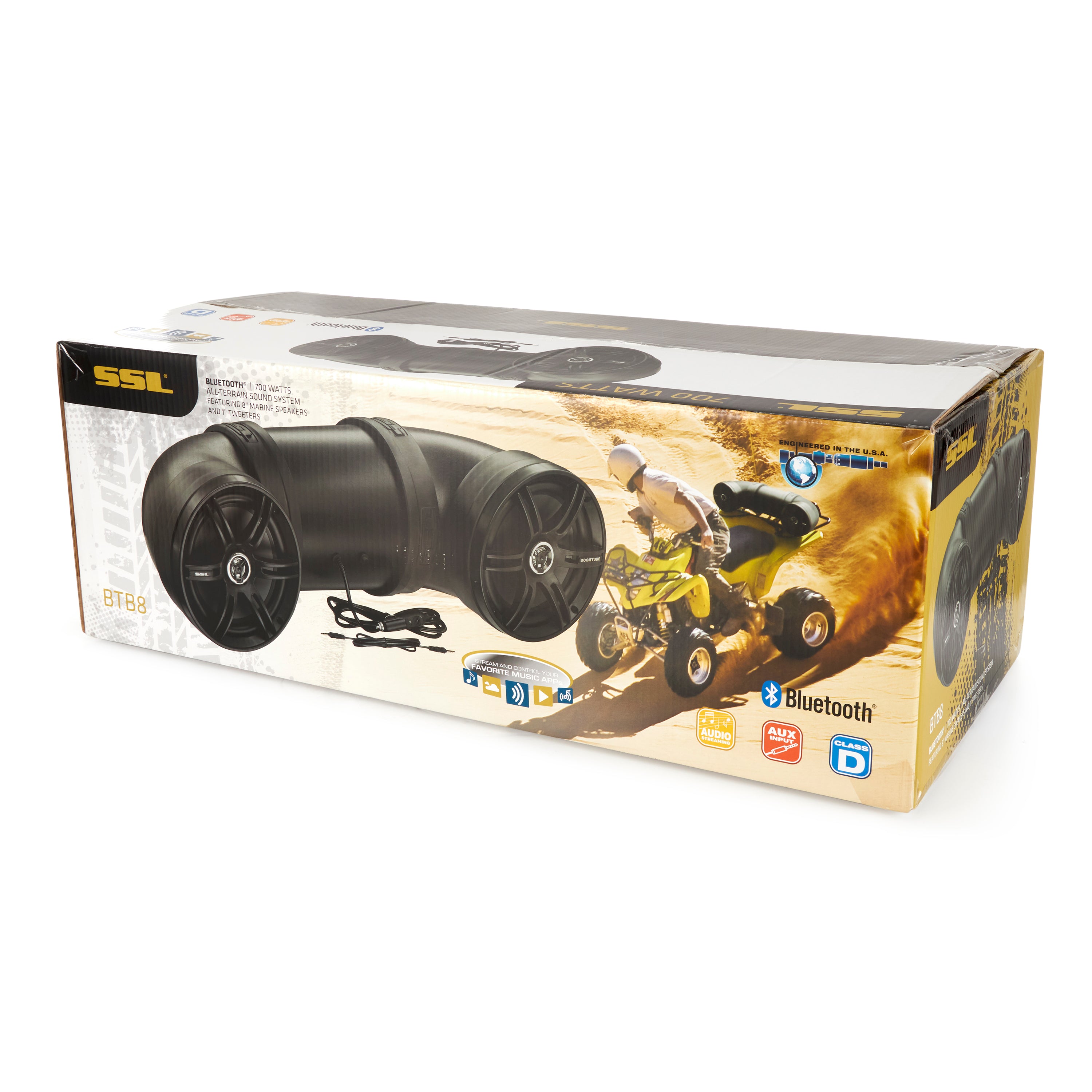 Soundstorm Dual 8" 700W ATV/Marine Amplified Tube Speaker+Bluetooth (2 Pack)