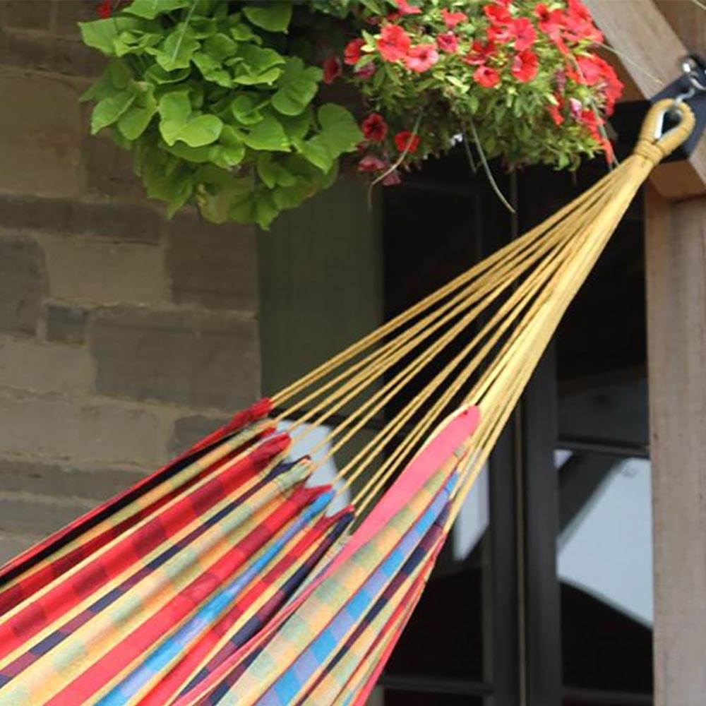 Vivere BRAZ223 Brazilian Style Double Hanging Outdoor Cotton Hammock, Tropical