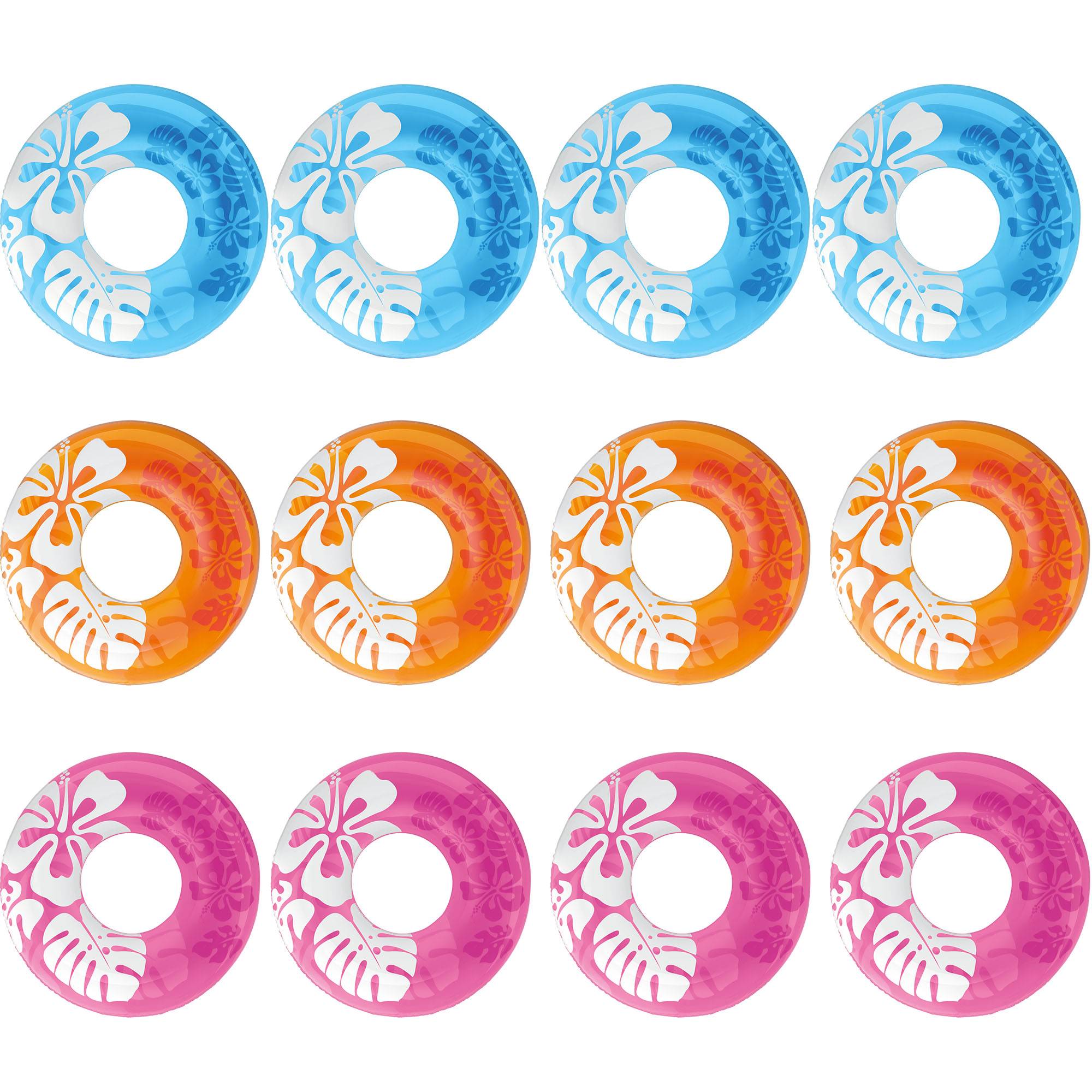 Intex Colorful Transparent Inflatable Swimming Pool Tube Raft (12 Pack) 59251EP