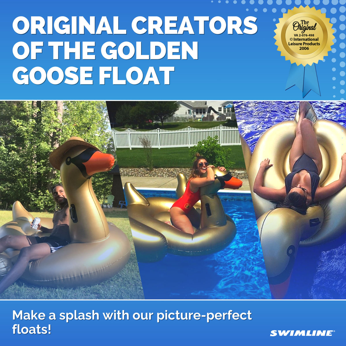 Swimline Giant Inflatable Ride-On 75-Inch Golden Swan Float For Pools (Open Box)