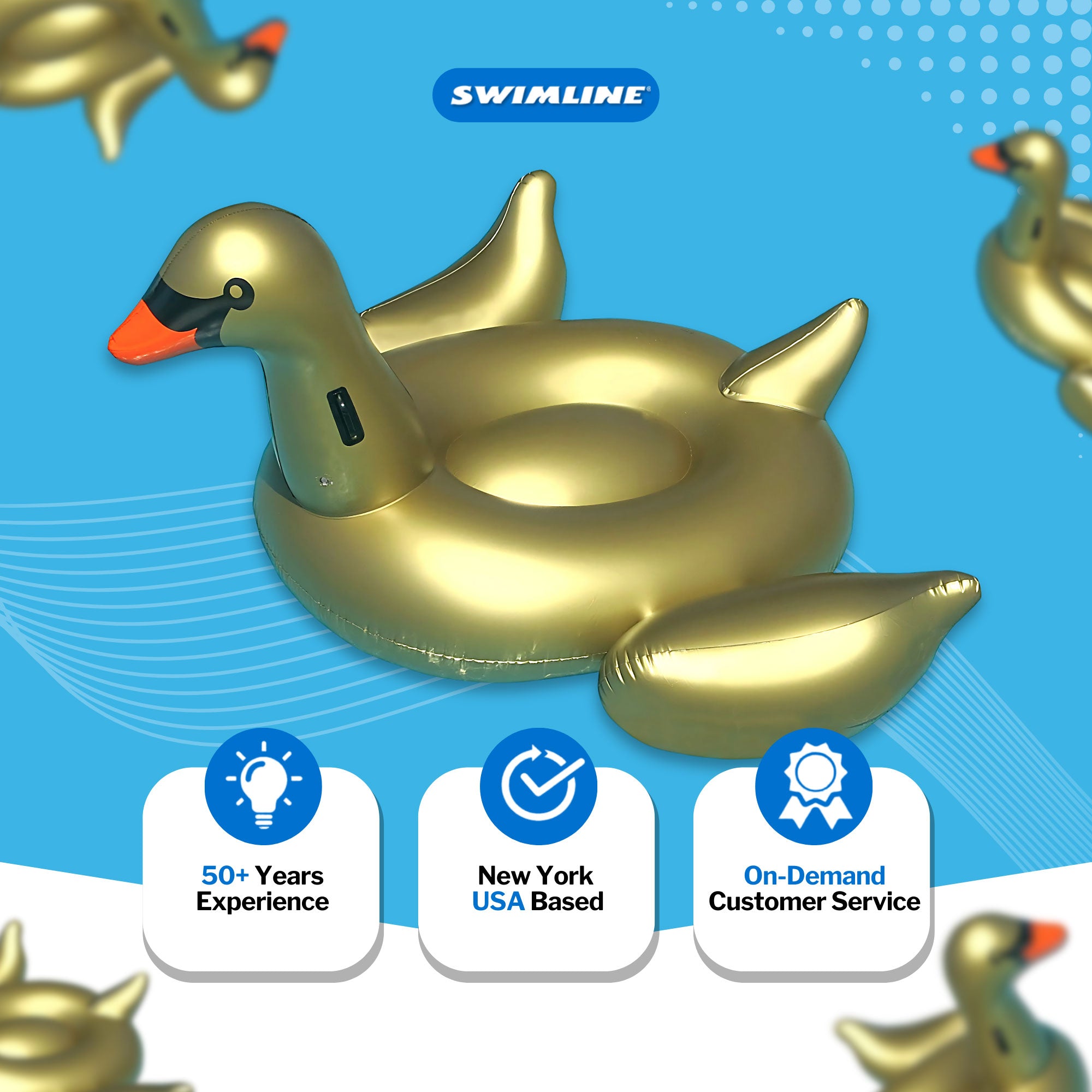 Swimline Giant Inflatable Ride-On 75-Inch Golden Swan Float For Pools (Open Box)