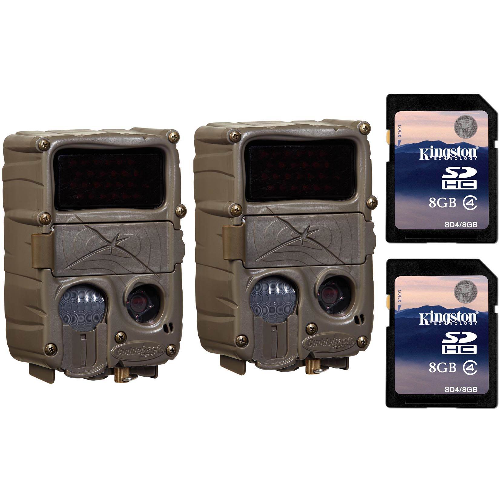 (2) CUDDEBACK C3 No Glow 20MP Black Flash Xchange IR Game Cameras + SD Cards