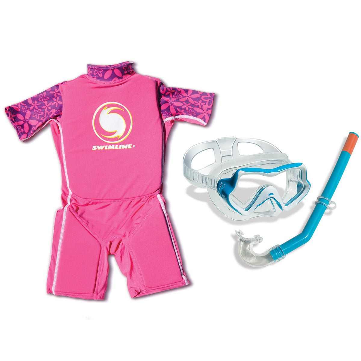 Swimline Girl's Swim Trainer Wet Suit, Small, Pink and Thermotech Snorkel Set