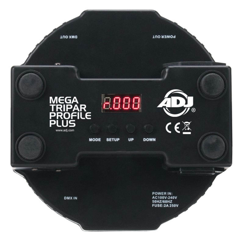 4) American DJ Mega Tripar Profile Plus RGB + UV LED DMX Slim Par Light + Cables