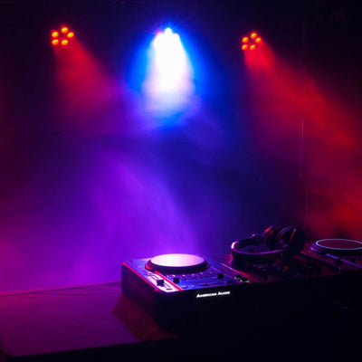 4) American DJ Mega Tripar Profile Plus RGB + UV LED DMX Slim Par Light + Cables