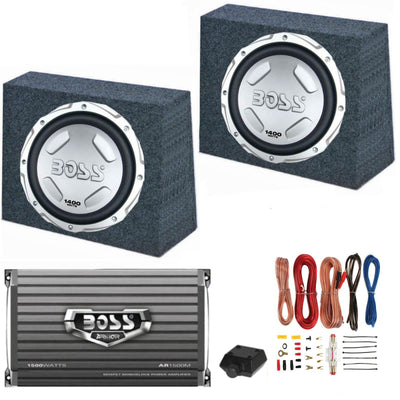 2 BOSS AUDIO CX122 12" 1400W Car Subwoofers & 2 Sealed Boxes & Amplifier& Wiring