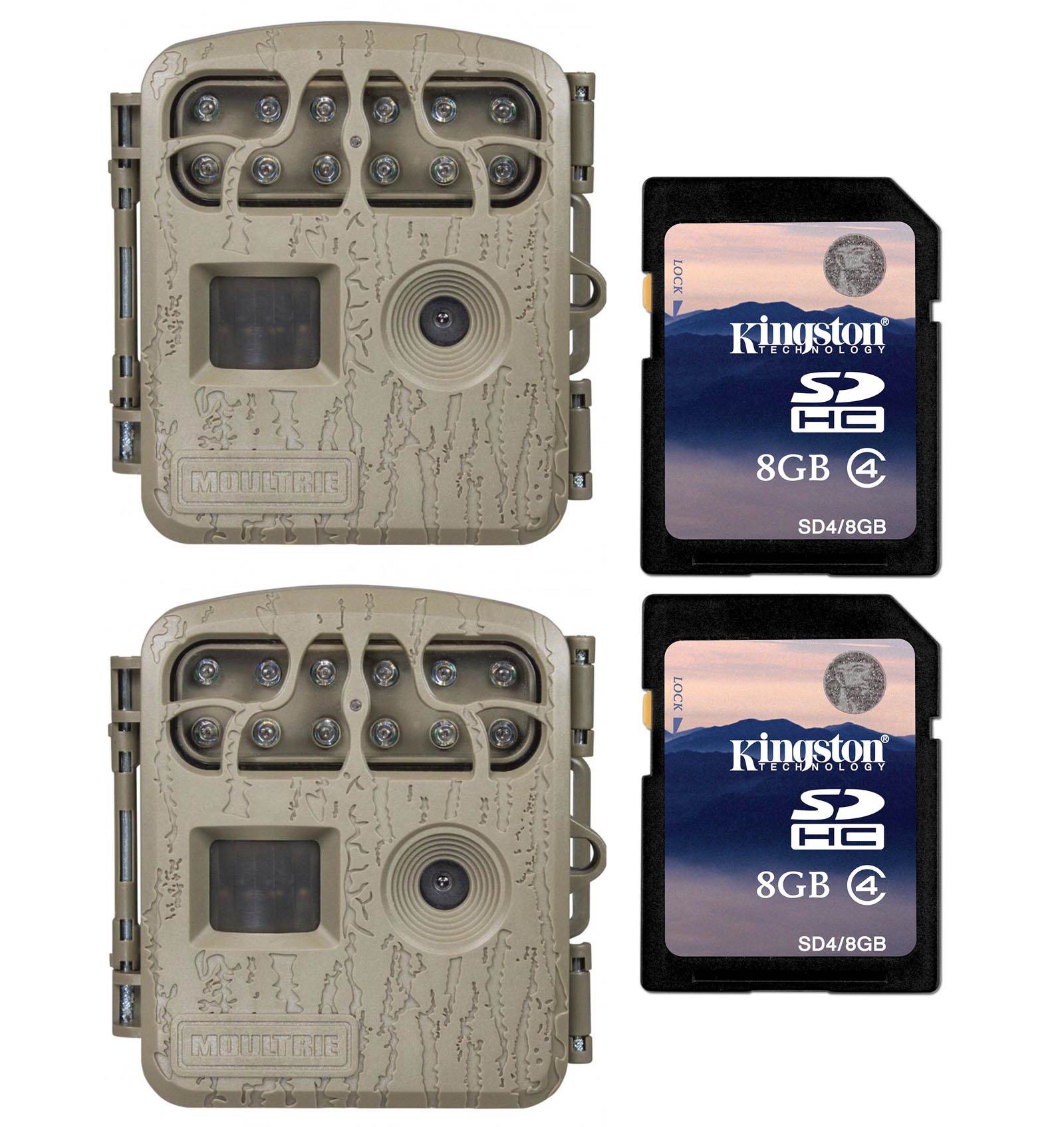Moultrie Spy Micro Hunting Game Camera (2 Pack) + 2 SD Memory Cards (2 Pack)
