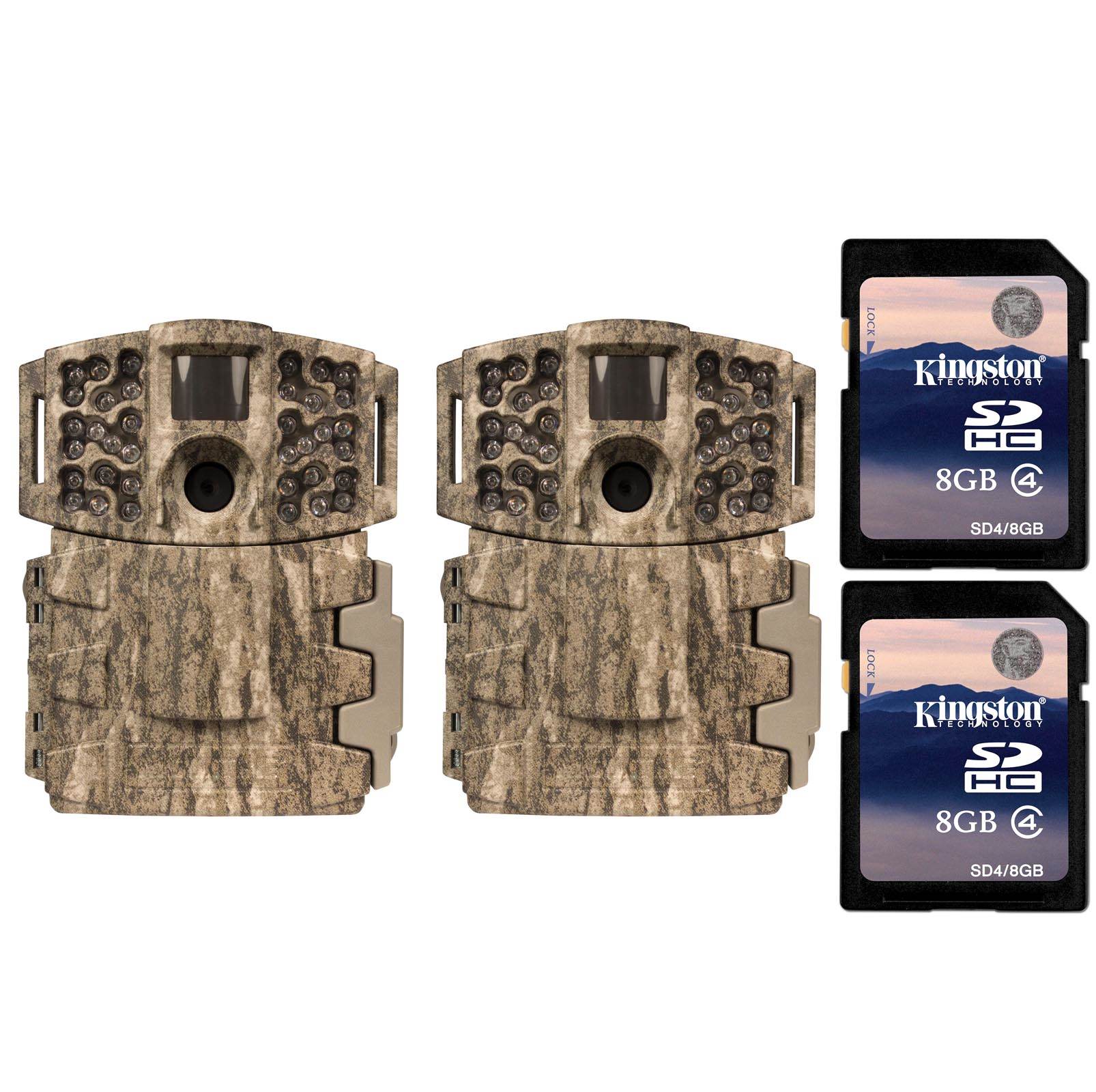 (2) Moultrie No Glow Invisible 14MP Mini 888i IR Trail Game Cameras w/ SD Cards