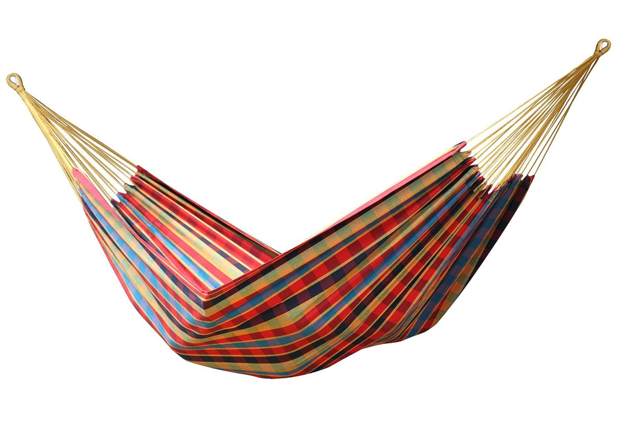 Vivere Brazilian Style Double Hanging Outdoor Cotton Hammock, Tropical (2 Pack)