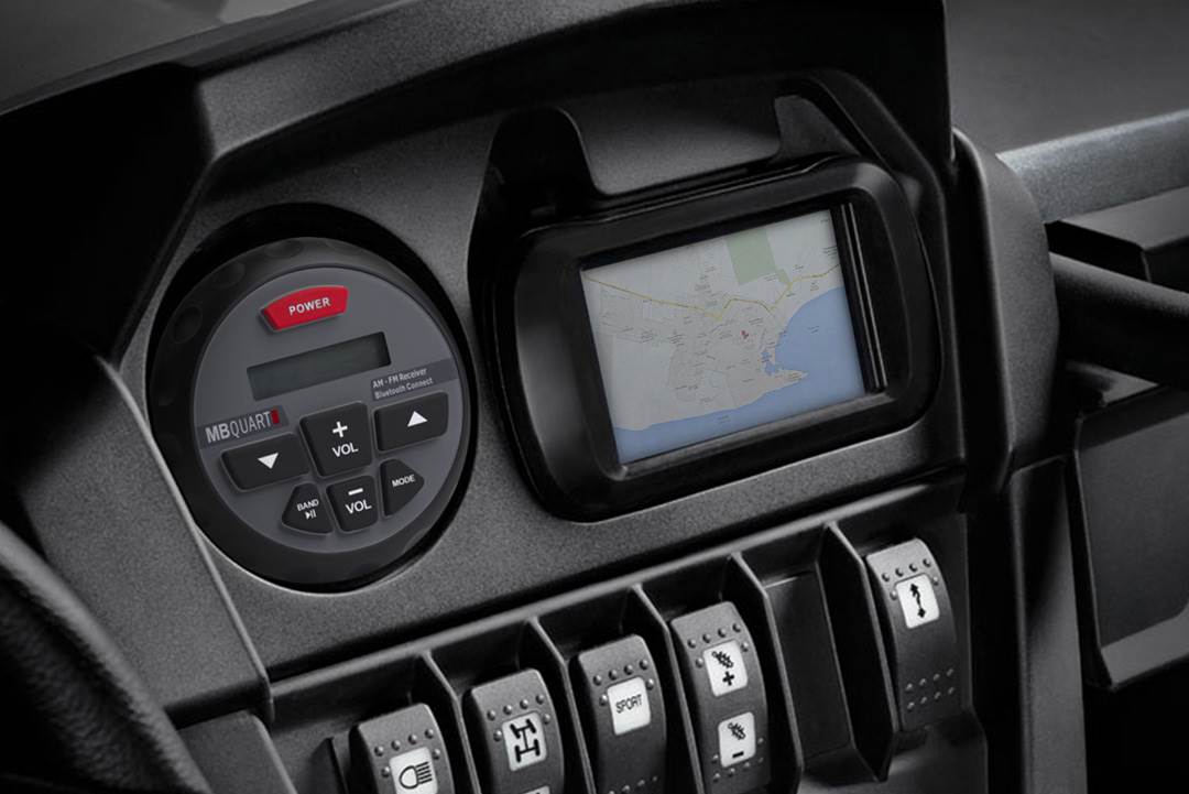 MB Quart Nautic GMR-1 Marine ATV Boat Bluetooth Gauge Receiver + 2) LED Speakers