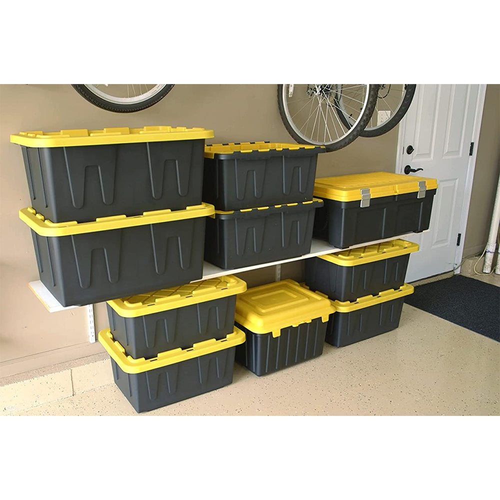 HOMZ Durabilt 34 Gallon Plastic Organizer Storage Bin Tote with Lid (4 Pack)