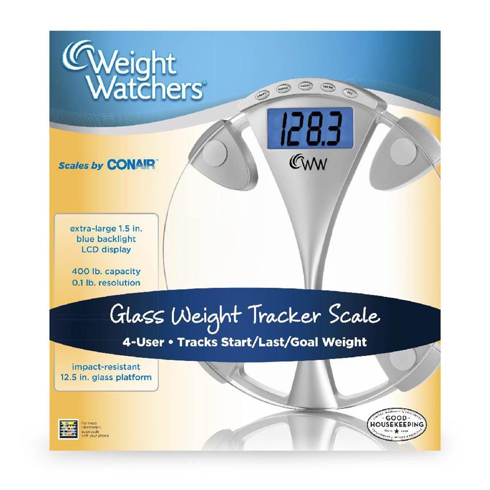 Weight Watchers 12.5-Inch Round Glass Weight Tracking Scale for 4 Users (Used)