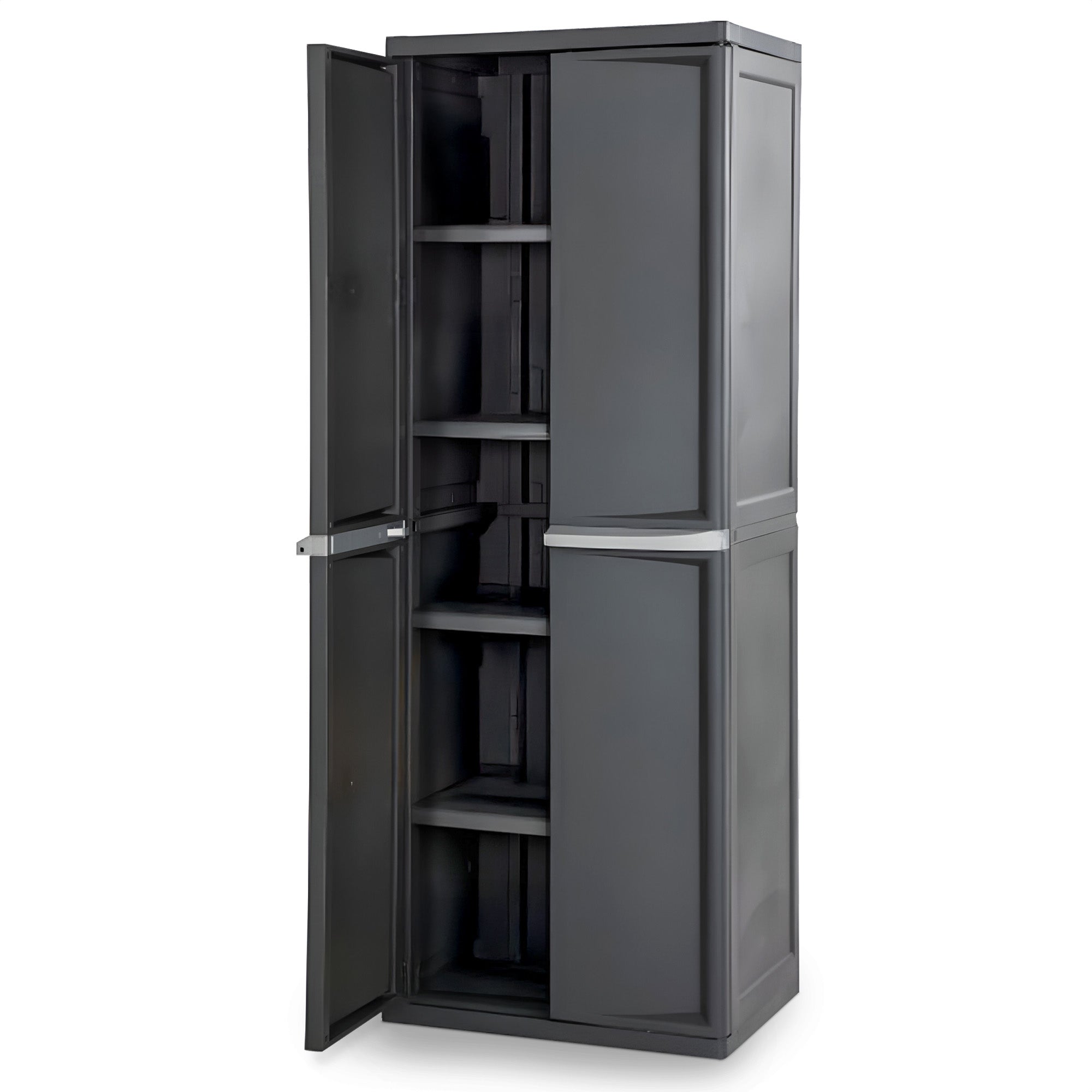 Sterilite 4 Shelf Plastic Storage Unit & Garage & Pantry Storage Cabinet, Gray