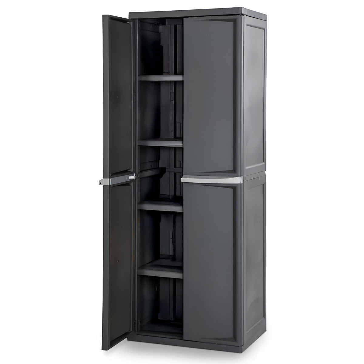 Sterilite Adjustable 4-Shelf Storage Cabinet With Doors, Gray (Used)
