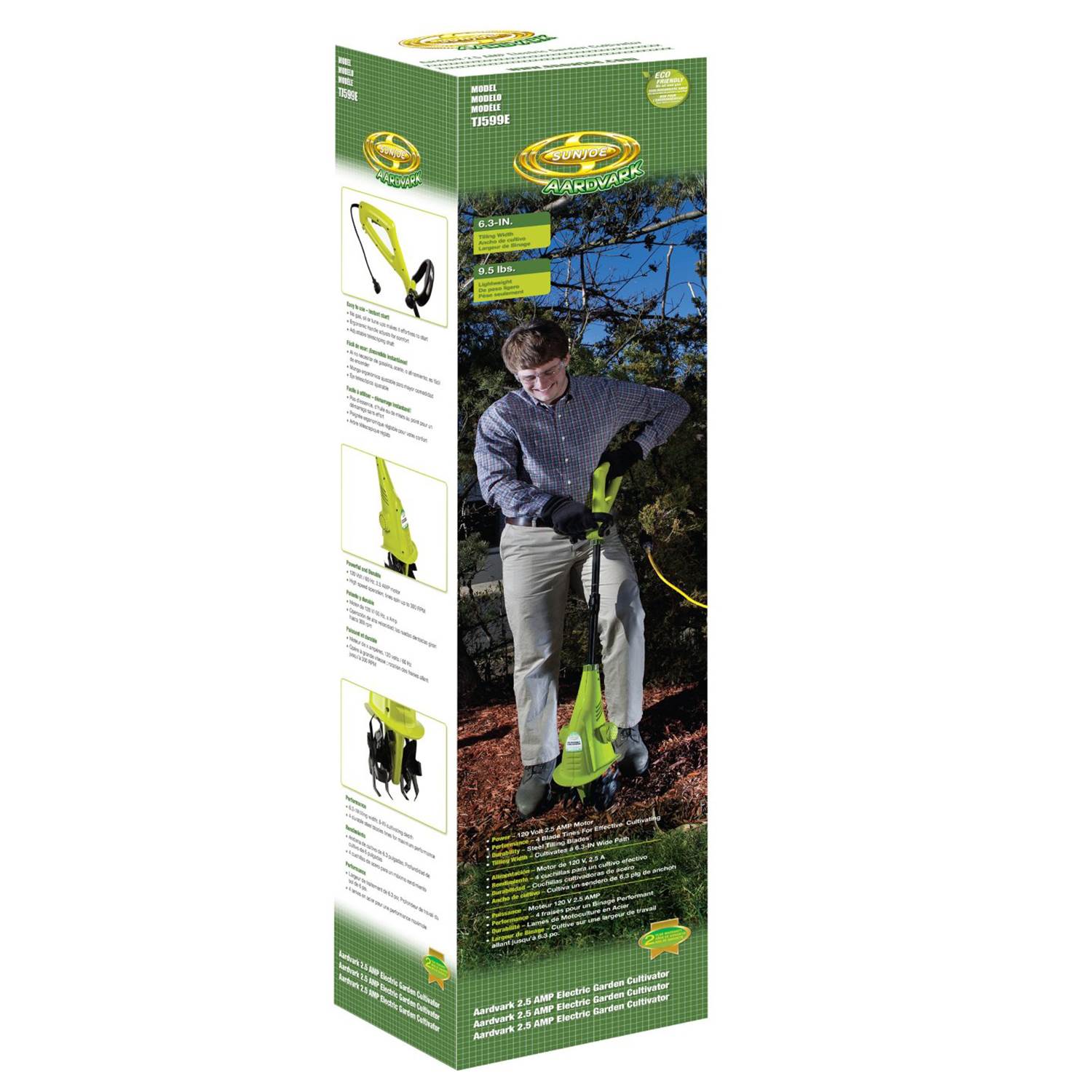 Sun Joe Aardvark 2.5-Amp 4 Steel Tines Electric Corded Garden Cultivator TJ599E