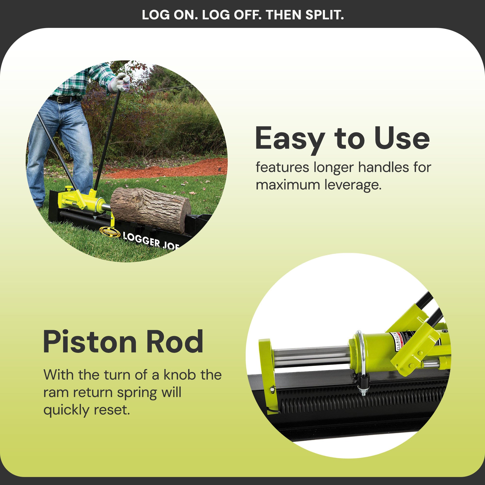 Sun Joe Hydraulic Steel Beam Log Splitter, 10 Ton Capacity, Green (Used) - VMInnovations