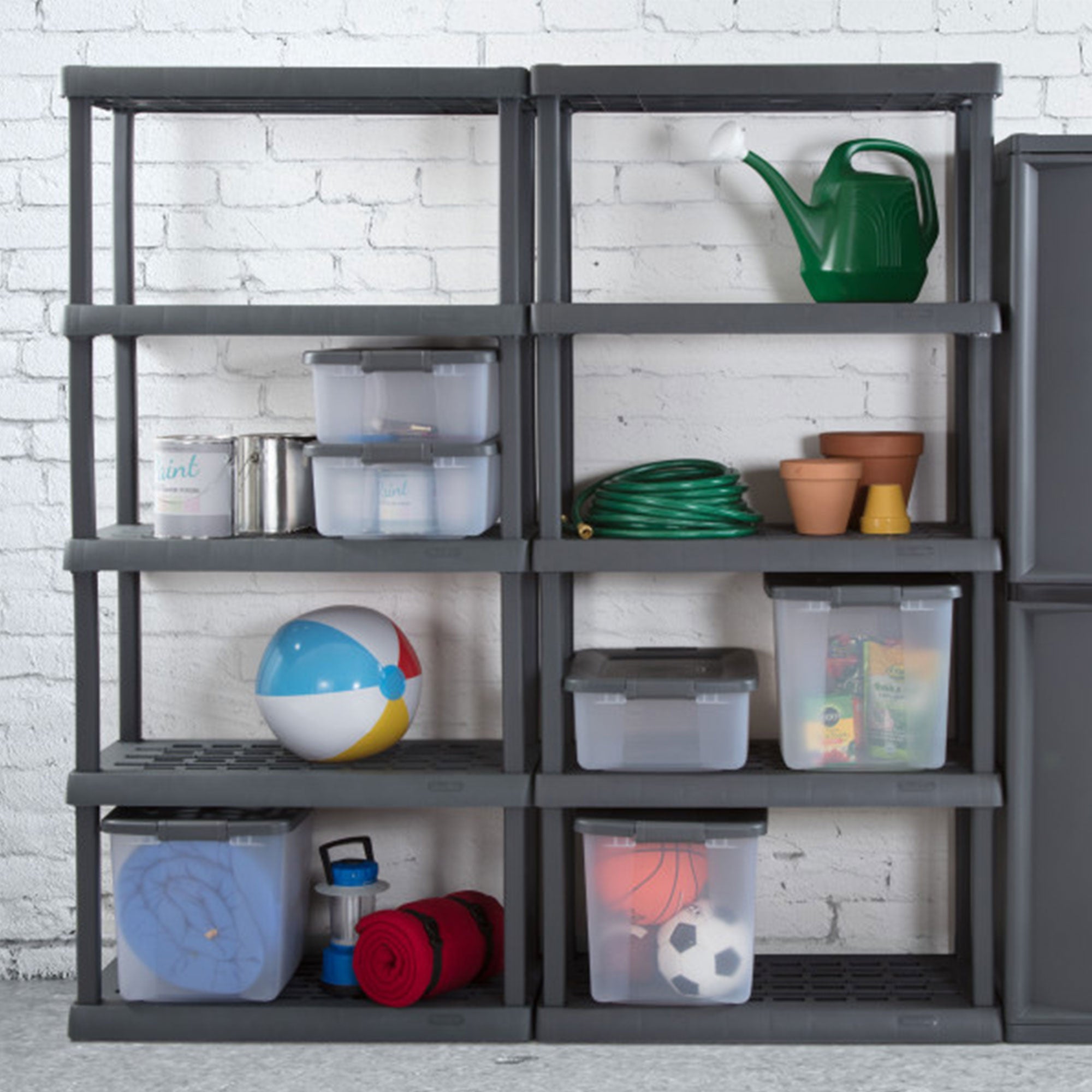 Sterilite 75.2 Inch Heavy Duty Durable 5 Shelf Ventilated Shelving Unit, 3 Pack