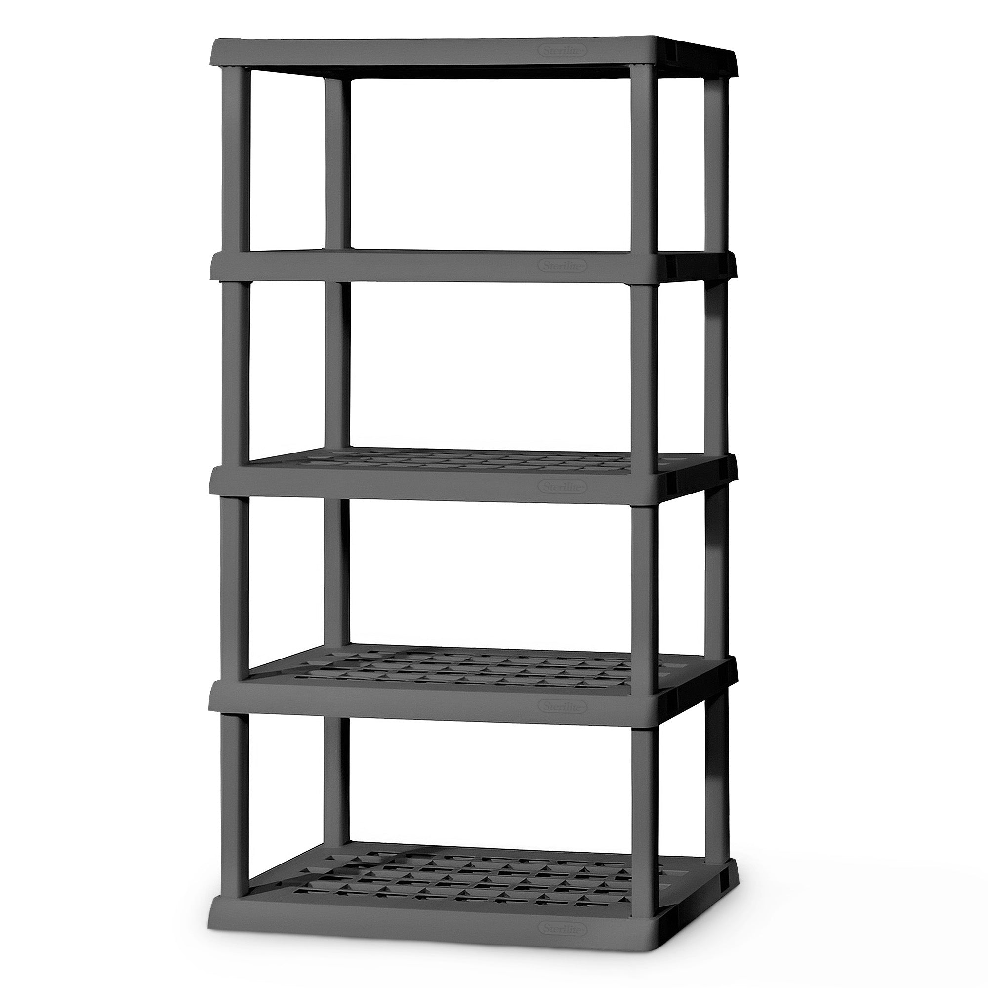 Sterilite 75.2-Inch Heavy-Duty 5-Shelf Ventilated Shelving Unit, Gray (Open Box)