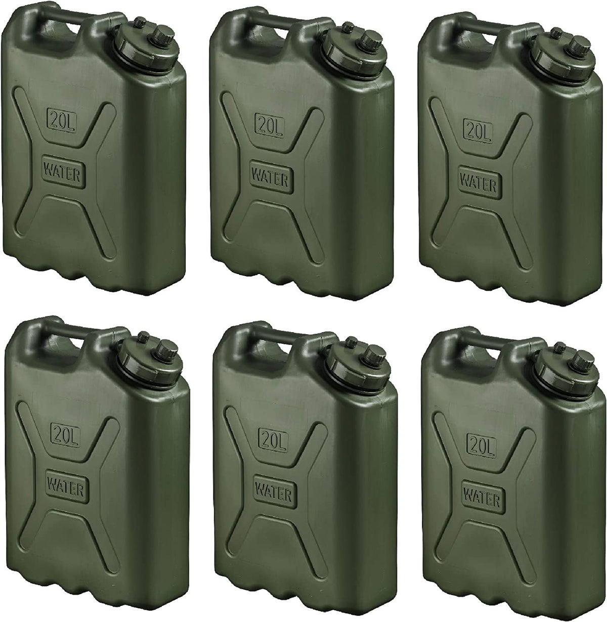 Scepter BPA Durable 5 Gallon 20 Liter Portable Water Storage Container, Green (6 Pack) - VMInnovations