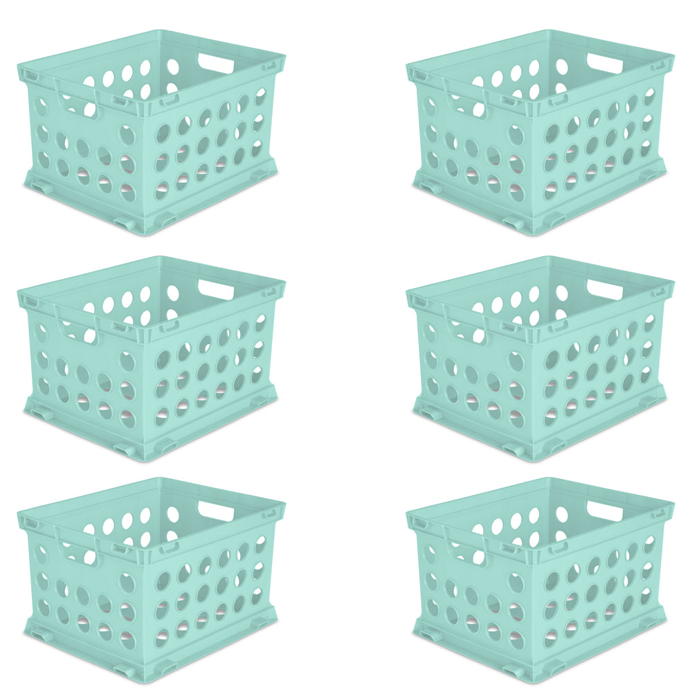 Sterilite 1693 Stackable File Storage Crate Organizers w/ Handles, Teal (6 Pack)