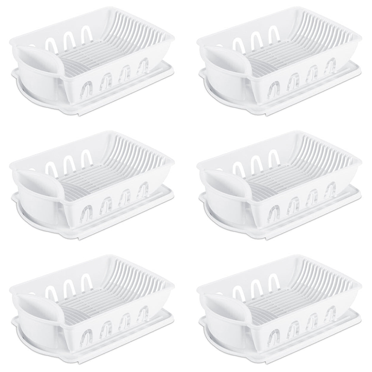 Sterilite Sink Set and Drain Board (6 Pack) + Kitchen Silverware Tray (2 Pack)