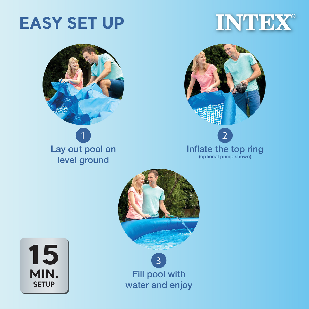 Intex 15'x42" Inflatable Above Ground Pool w/ Ladder & Pump (Open Box) (2 Pack) - VMInnovations
