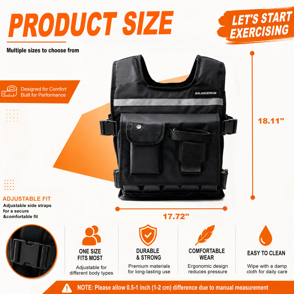 BalanceFrom 50 lb Weighted Training Vest with Quick Release and Breathable Mesh