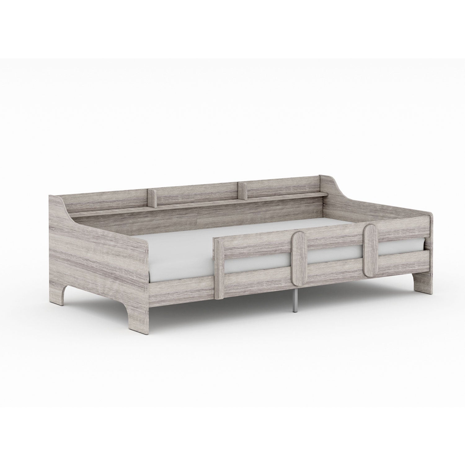 Rack Furniture Hamilton Twin Sized Loft Bed Frame with Storage Unit, Grey Wash - VMInnovations