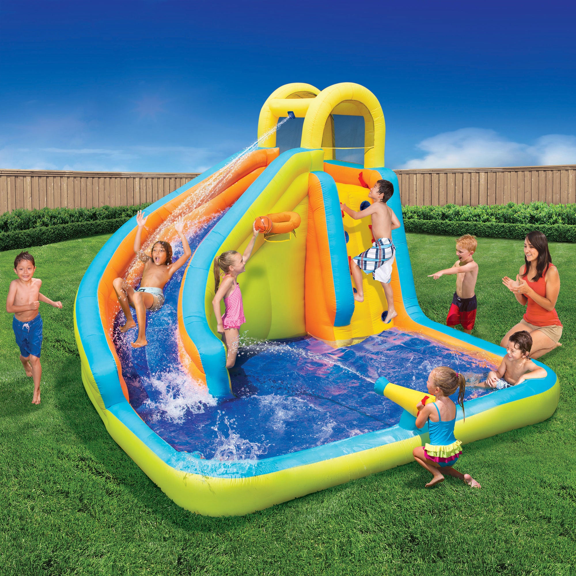 Banzai Splash 'N Blast Kids Backyard Inflatable Water Slide Park (Open Box) - VMInnovations