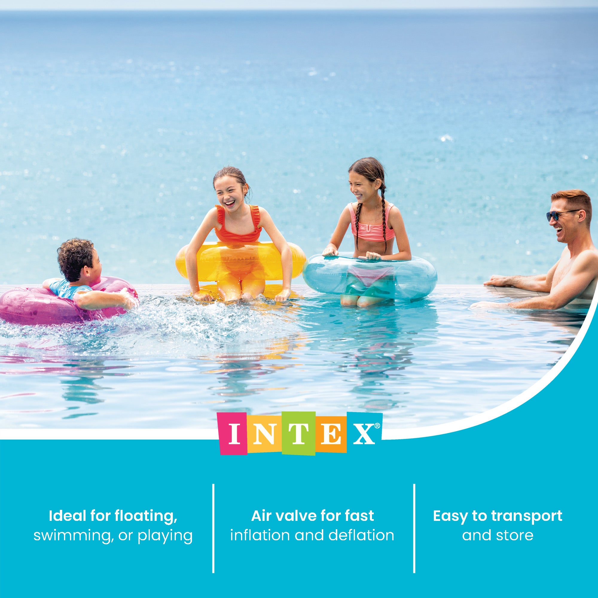 Intex 59260EP Colorful Transparent Inflatable Swimming Pool Beach Tube Raft