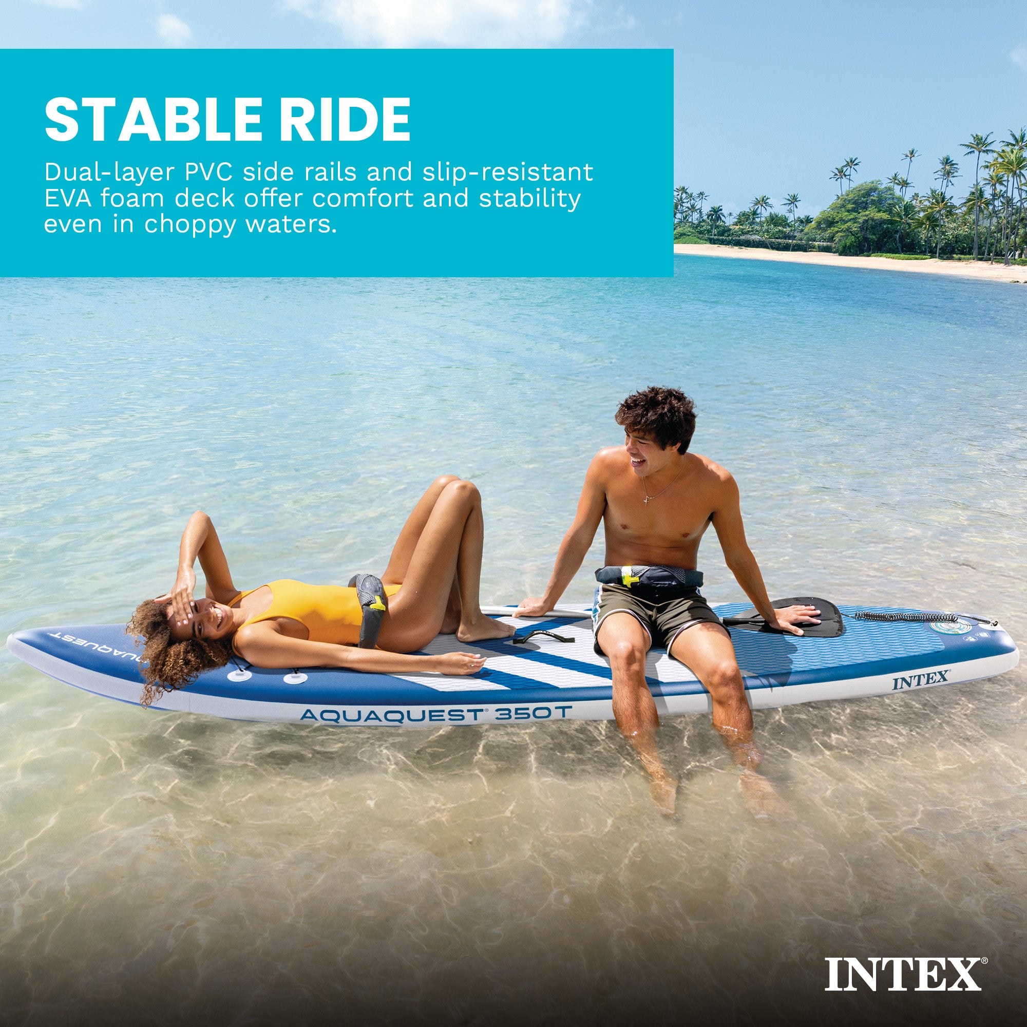 INTEX 68247EP AquaQuest 350T 10ft Inflatable Paddle Board Touring Set