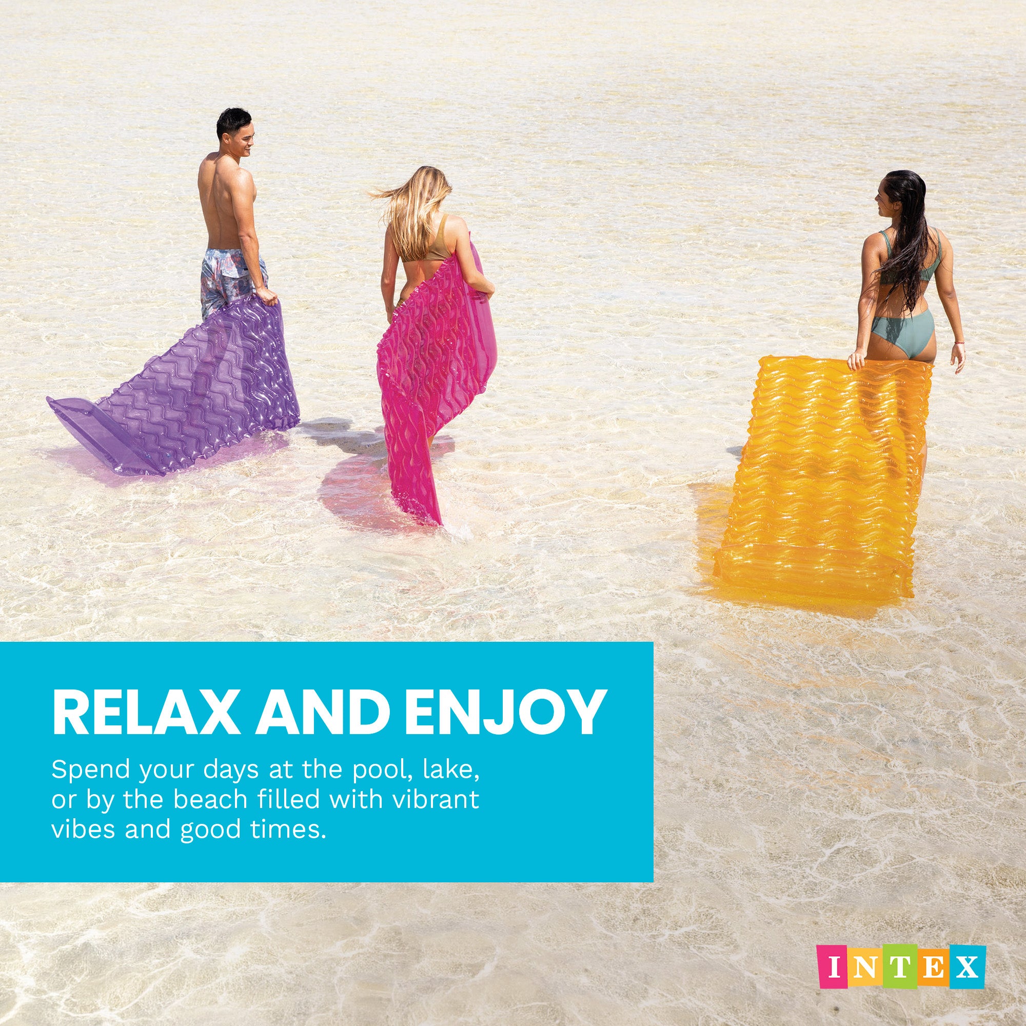 Intex Tote 'N Float Wave Mat Floating Swimming Pool Lounger, 1 Pc, Color Varies