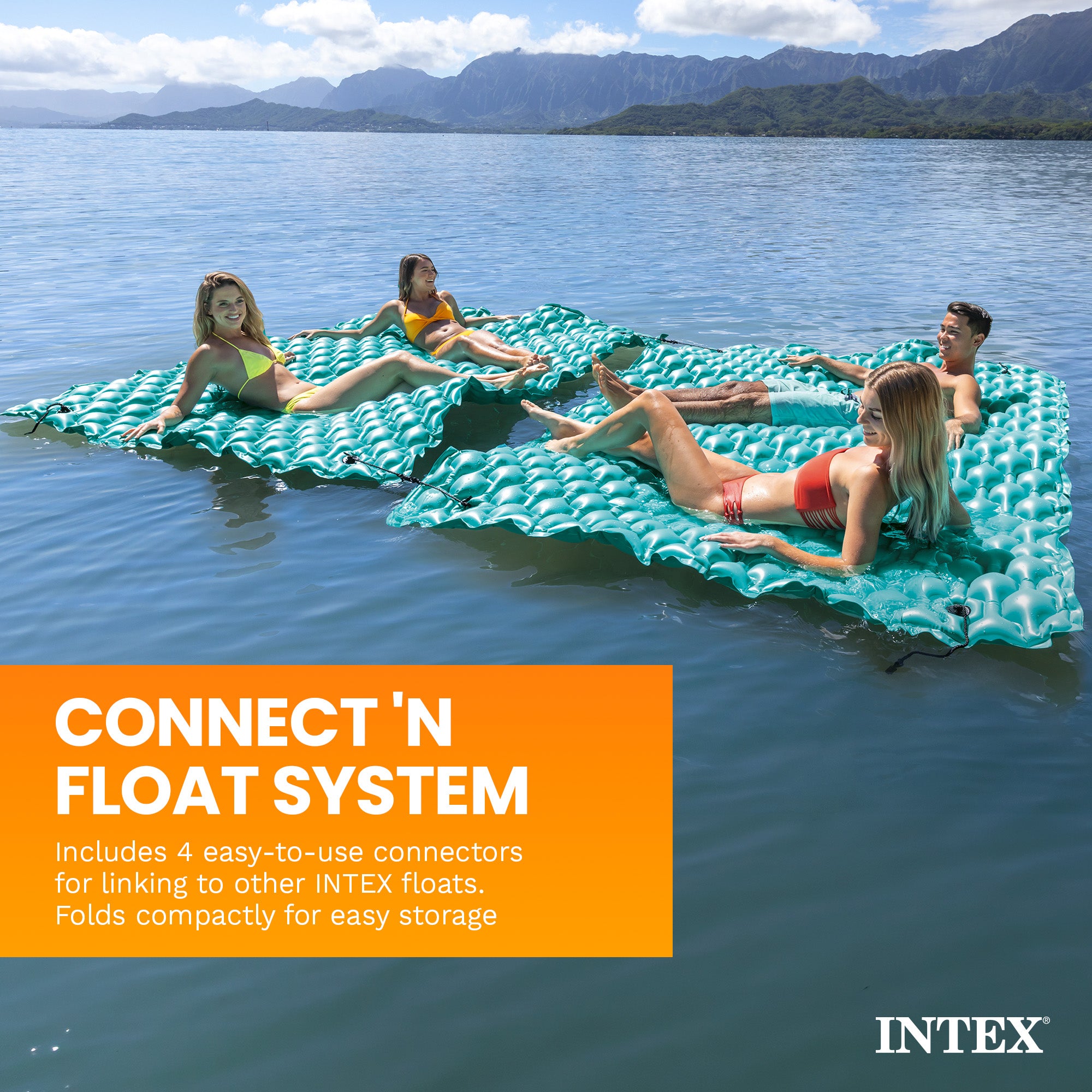 Intex 56841EP Giant Inflatable Floating Water Pool Lake Mat Platform Pad, Teal