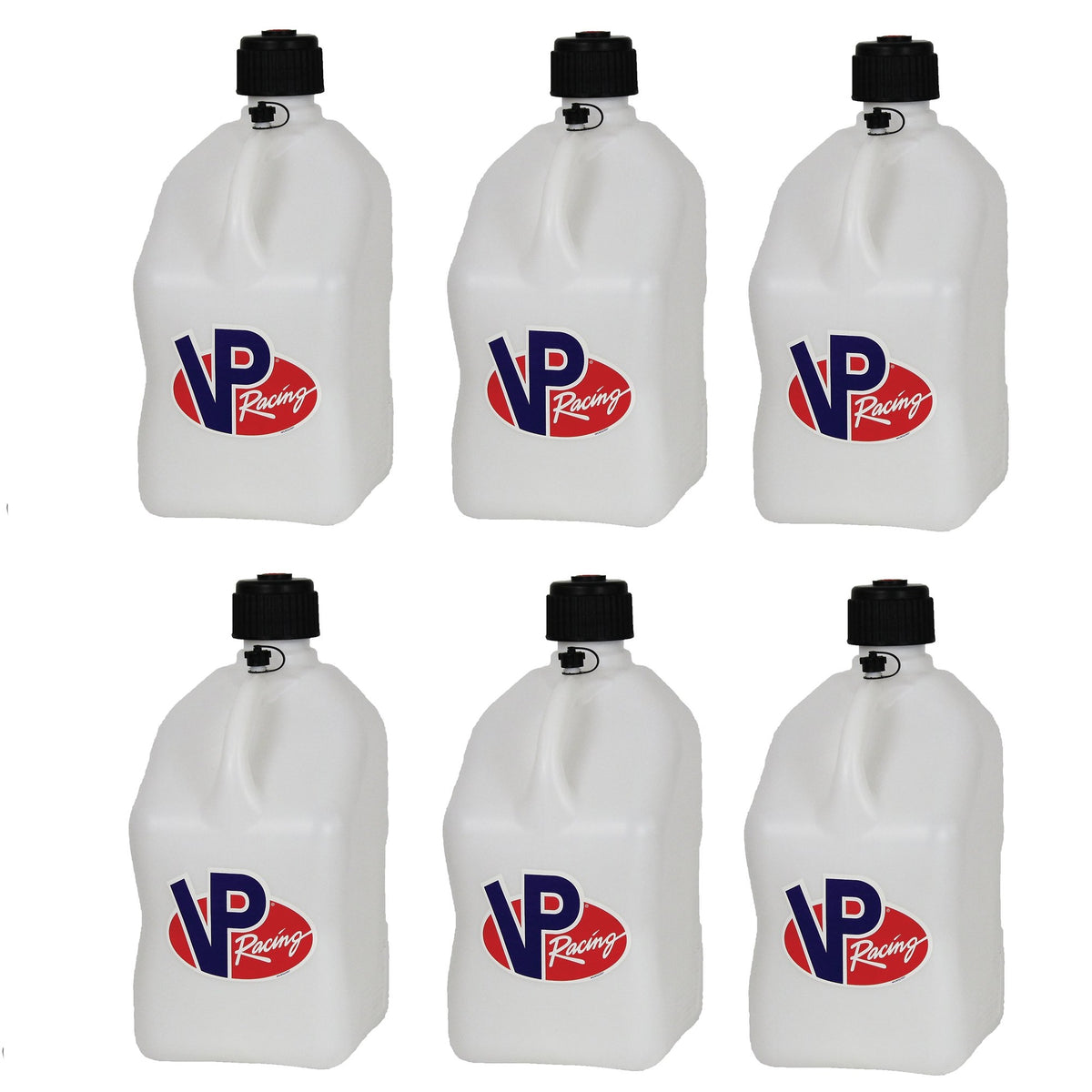 VP Racing Motorsport 5.5 Gal Square Plastic Utility Jugs, White (6 Pack)