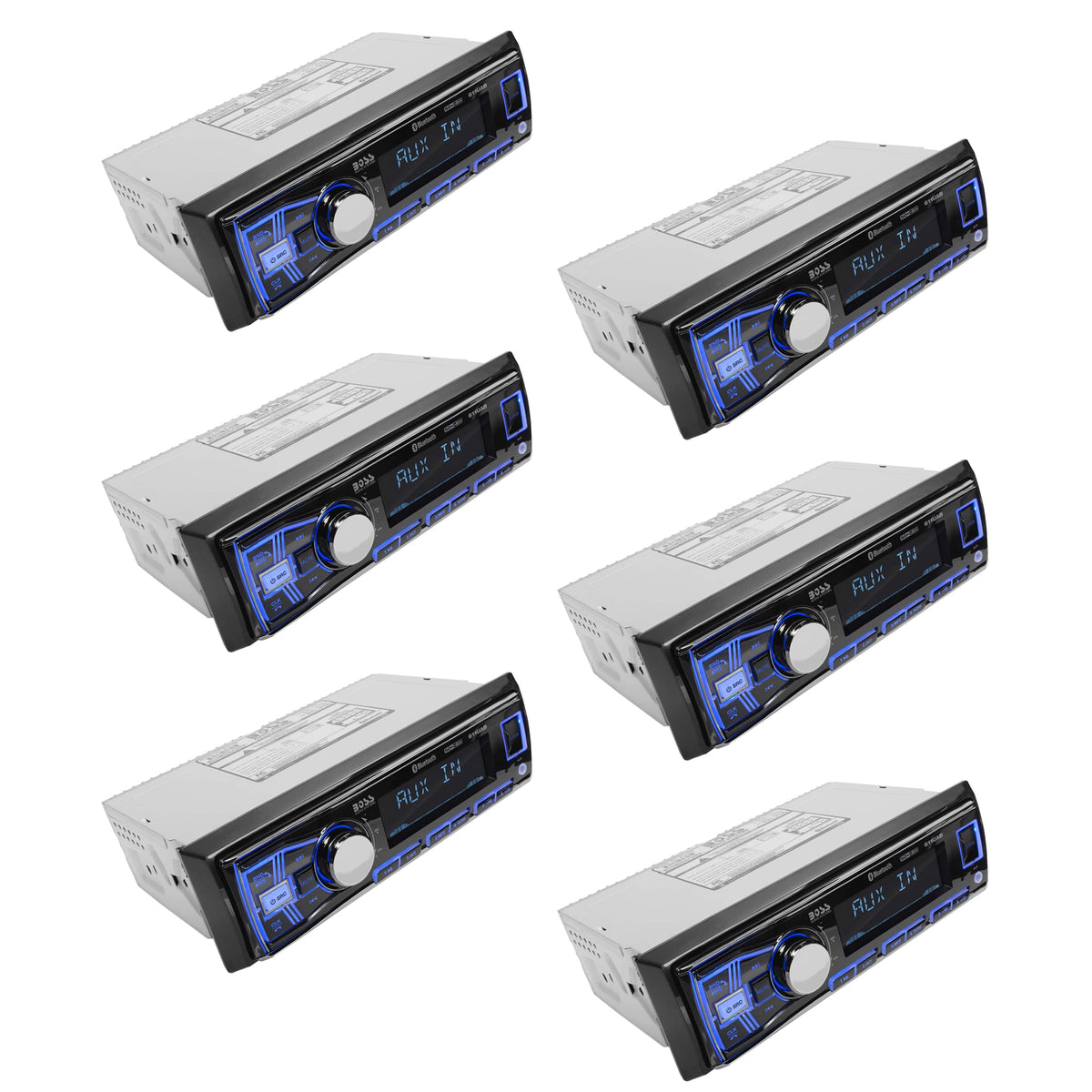 Boss 611UAB Single Din USB/SD AUX Bluetooth Radio Car Stereo Receiver (6 Pack)
