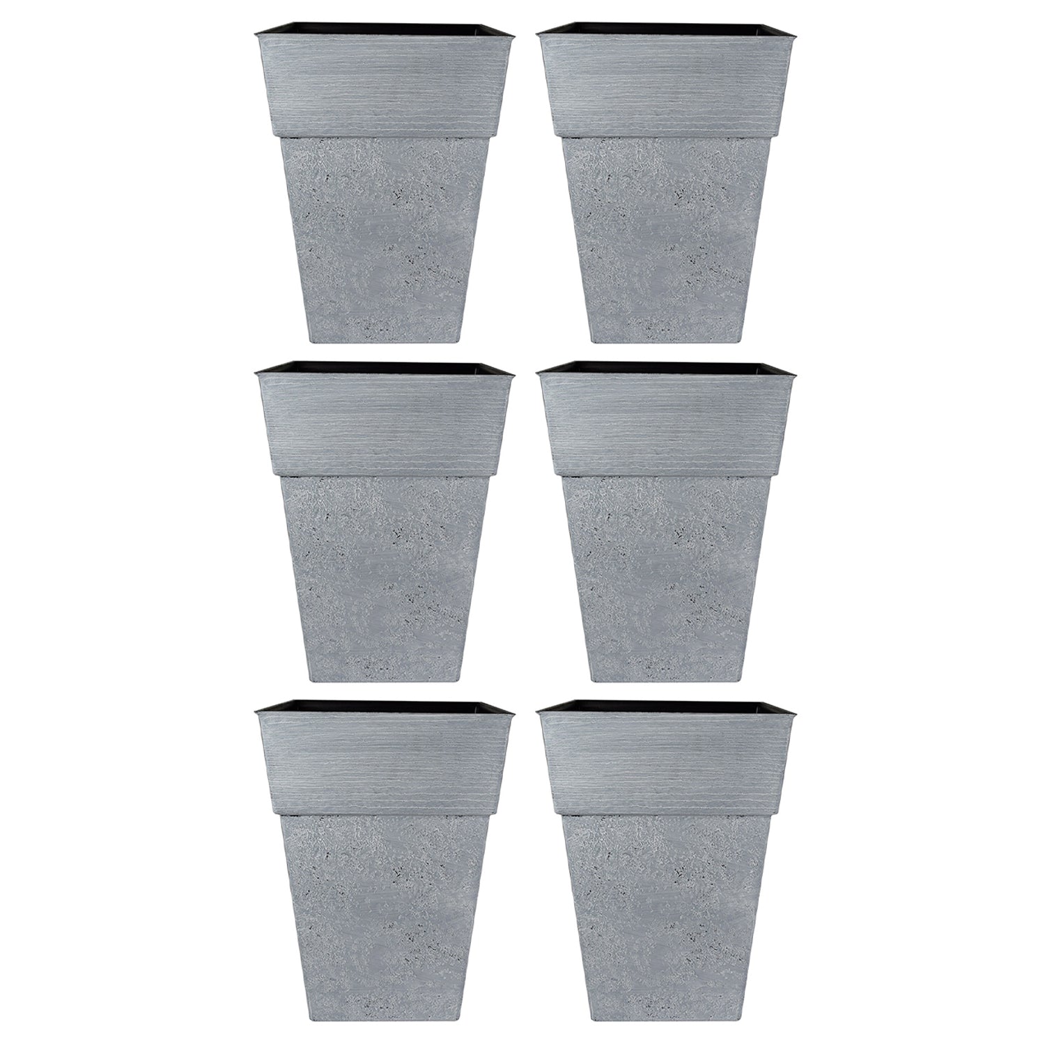 The HC Companies Avino 16-Inch Square Resin Planter Pot, Oxidized Black (6 Pack) - VMInnovations