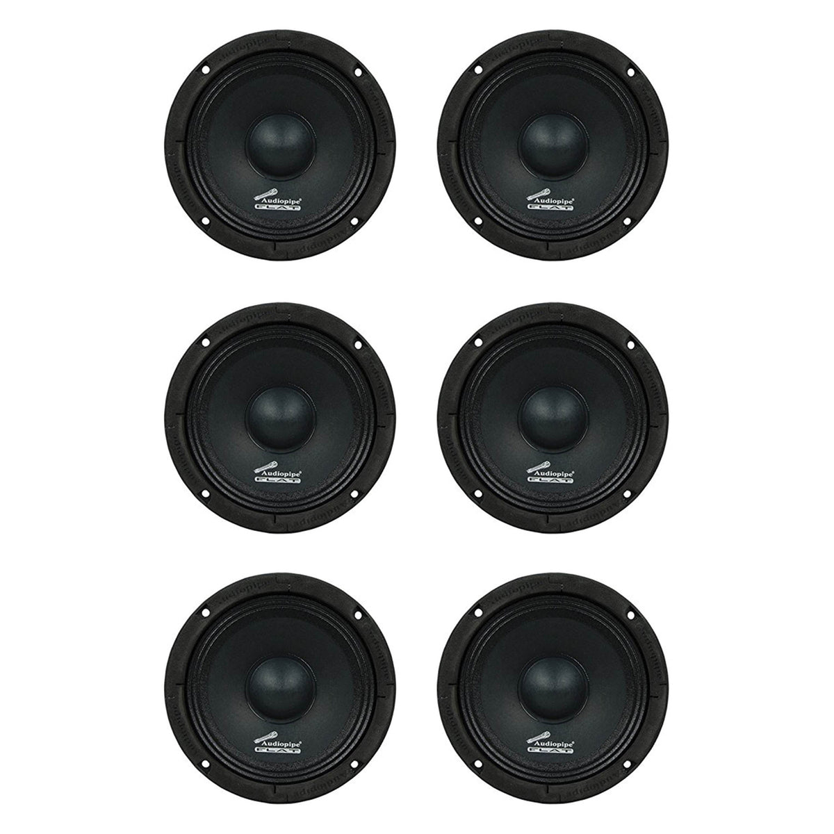 Audiopipe APMB-65FLT 250W 6.5" Flat Mount APMB Midrange Driver Speaker (6 Pack)