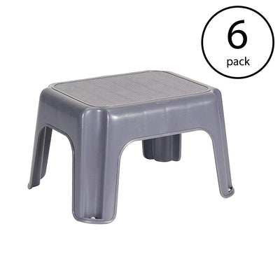 Rubbermaid Durable Plastic Step Stool w/ 250-LB Weight Capacity, Gray (6 Pack)