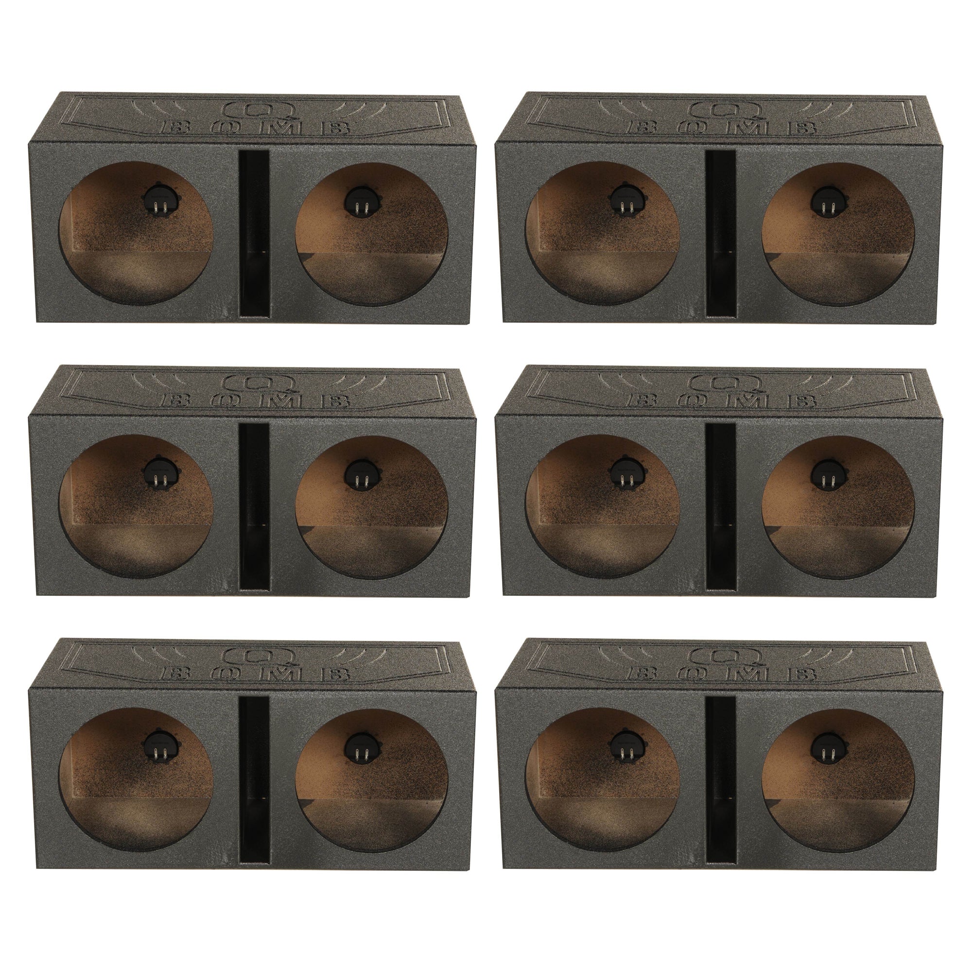 QPower Dual 12 Inch Vented Ported Subwoofer Sub Box with Bedliner Spray (6 Pack)