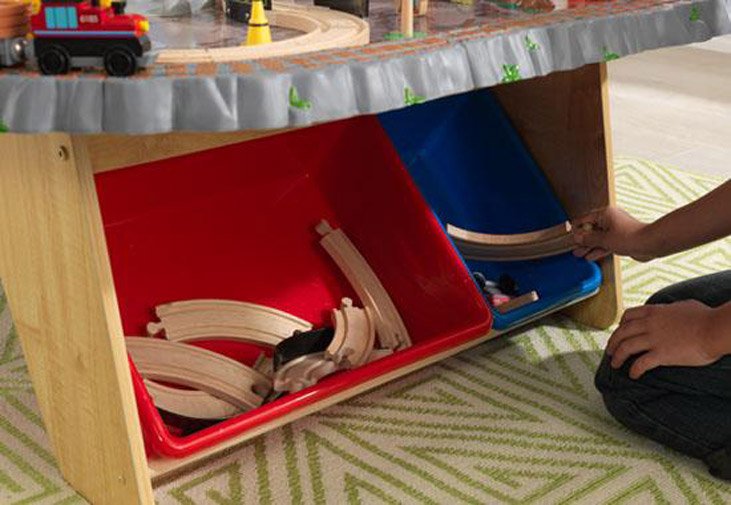 KidKraft Waterfall Junction 112-Piece Train Set and Table with Bins (Open Box)