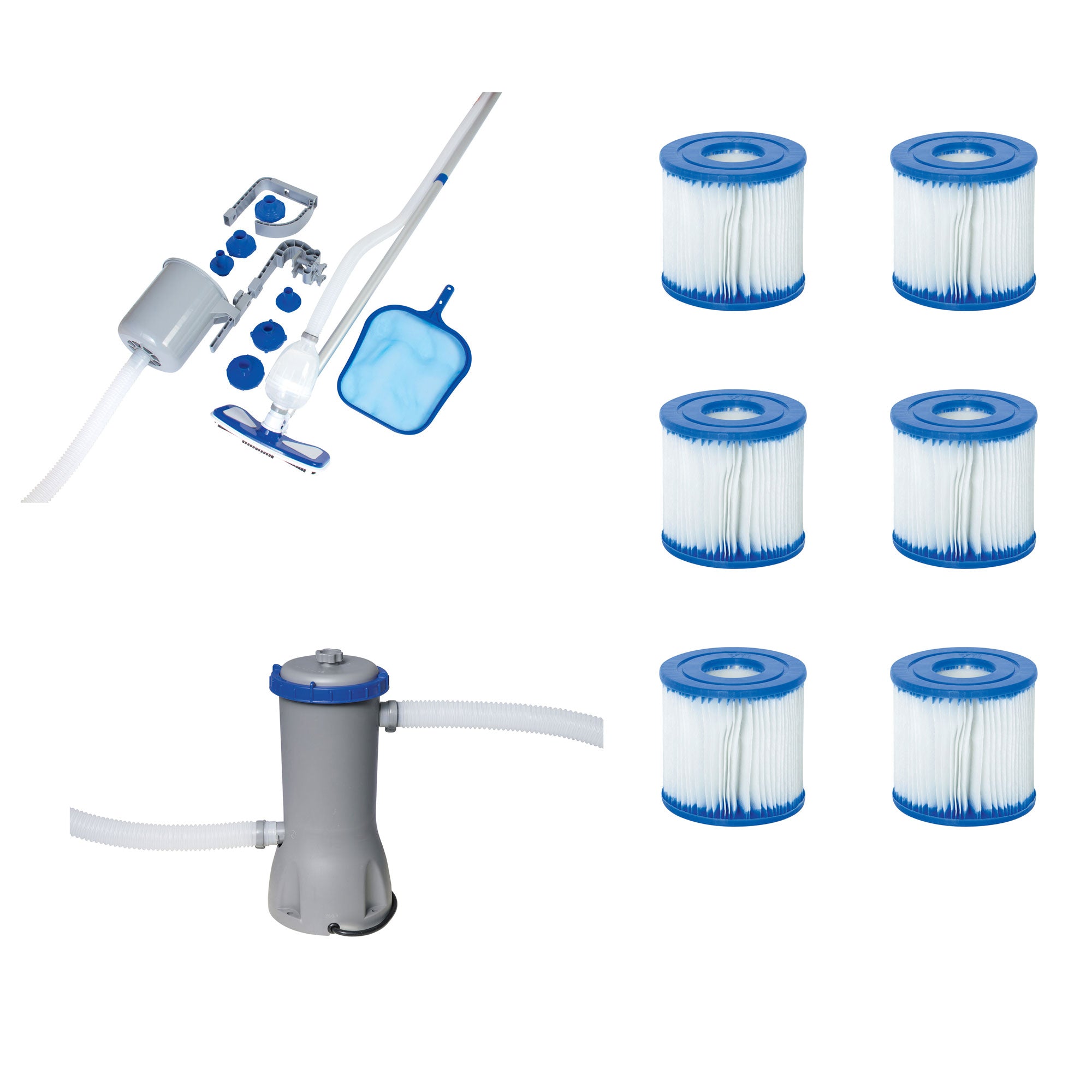 Bestway Pool Cleaning Kit, Filter Replacement Cartridge (6), Pool Filter Pump