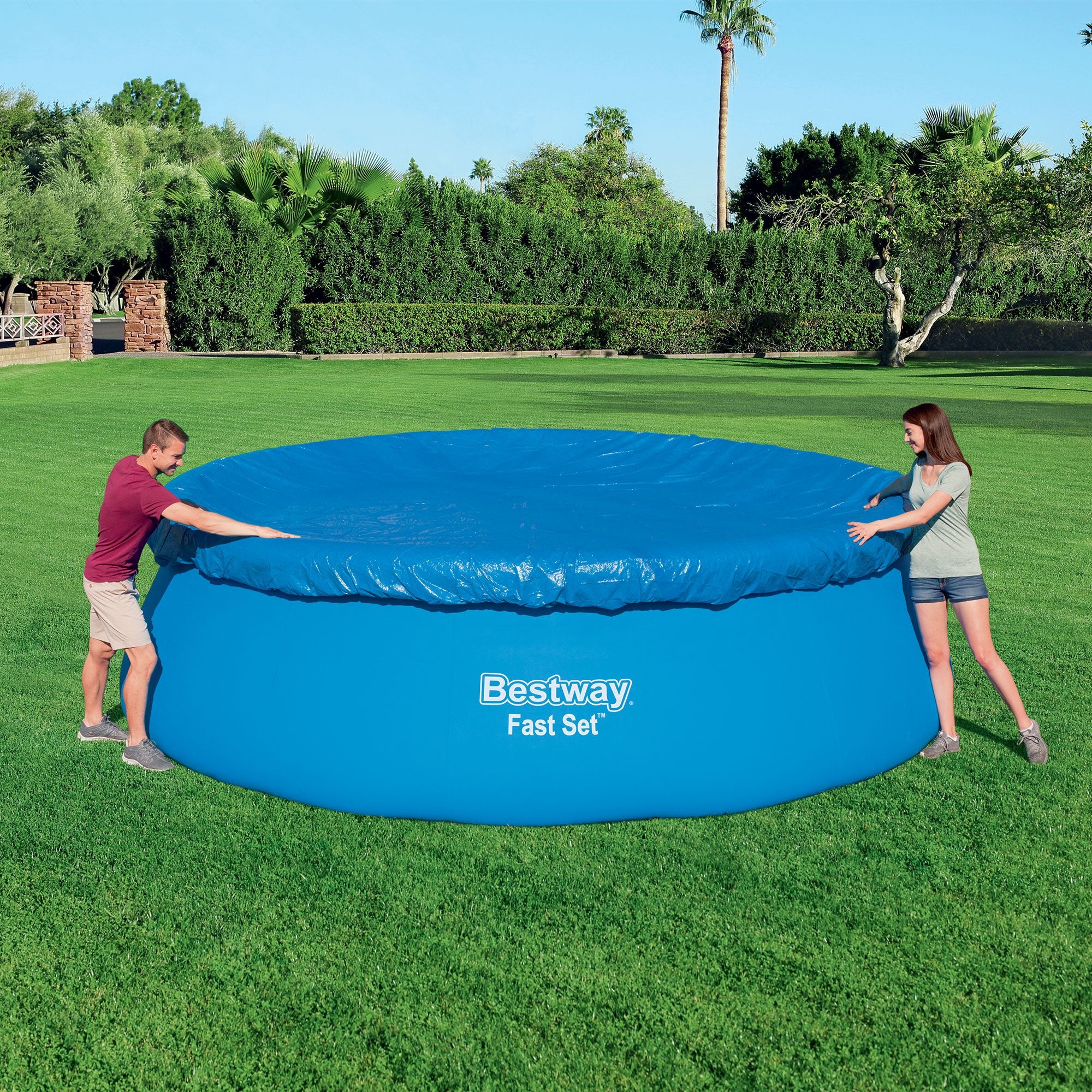 Bestway Pool Debris Cover 15’ Round Pools & Swimline 4' Telescopic Skimmer Net