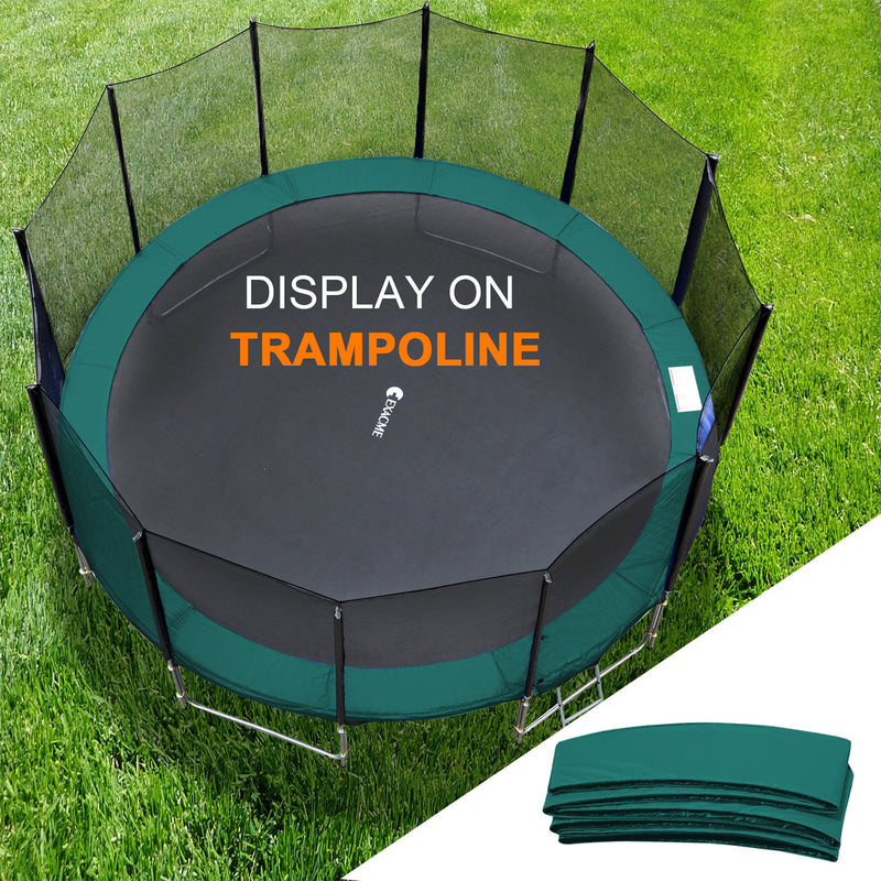 ExacMe 15 Foot Round Trampoline Replacement Frame Spring Cover Safety Pad, Green