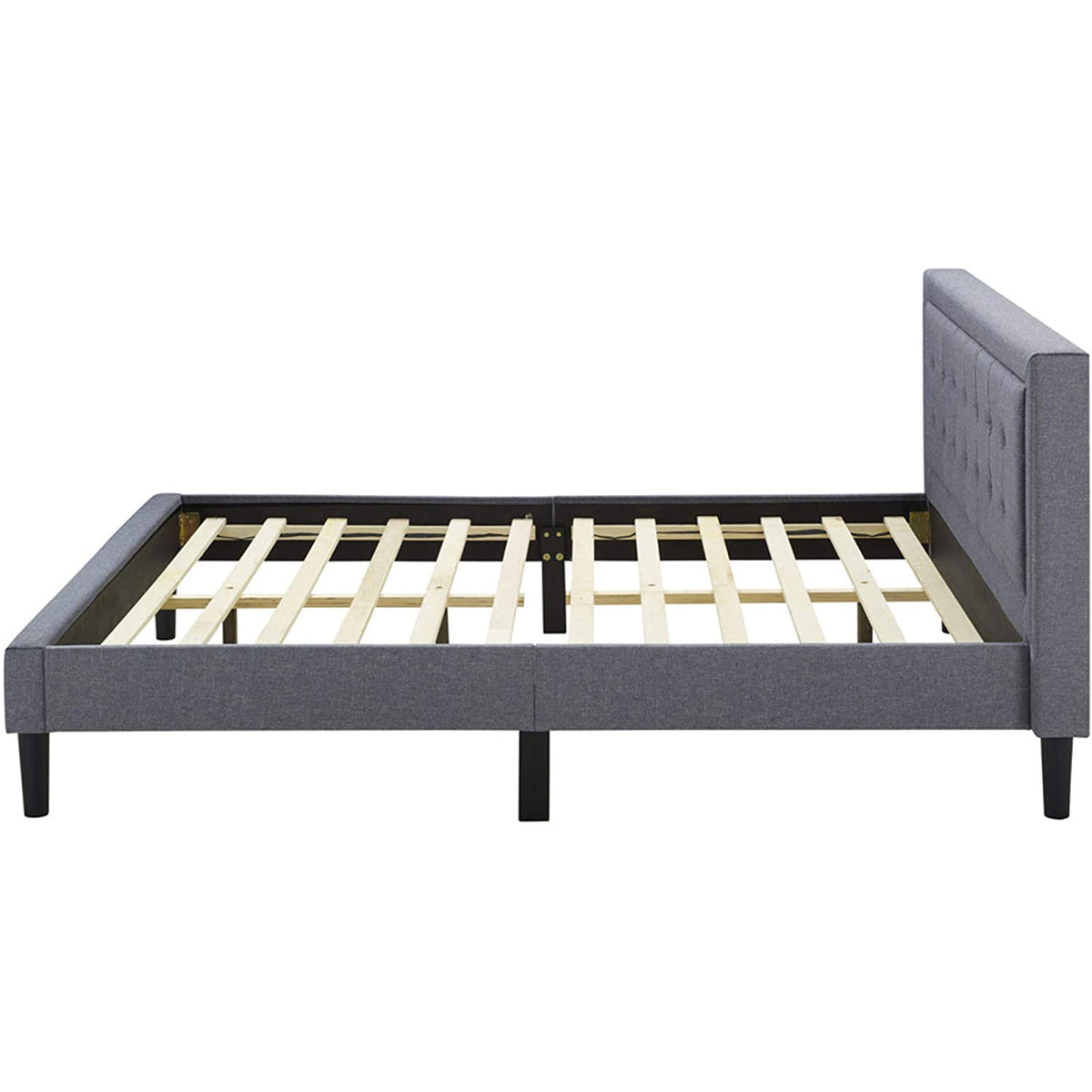 Classic Brands Mornington Tufted Upholstery Platform Bed Frame, King, Light Grey